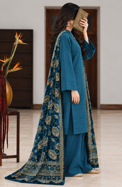 Valentina Ciao by Amna Khadija Dhanak Wool Unstitched 3 Piece Suit - D-15 - AM26VLC - Blue - Winter Collection