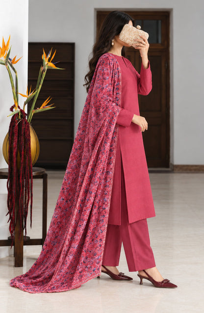 Valentina Ciao by Amna Khadija Dhanak Wool Unstitched 3 Piece Suit - D-09 - AM26VLC - Pink - Winter Collection