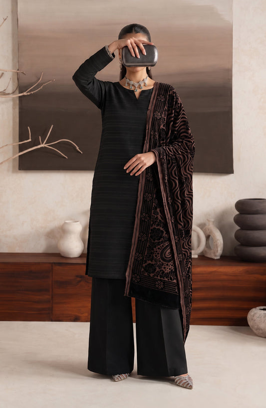 Velluto Milano by Amna Khadija Moonlight Unstitched 3 Piece Suit - AKVM-09 - AM26TOM - Black - Winter Collection