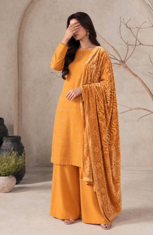 Velluto Milano by Amna Khadija Moonlight Unstitched 3 Piece Suit - AKVM-12 - AM26TOM - Orange - Winter Collection