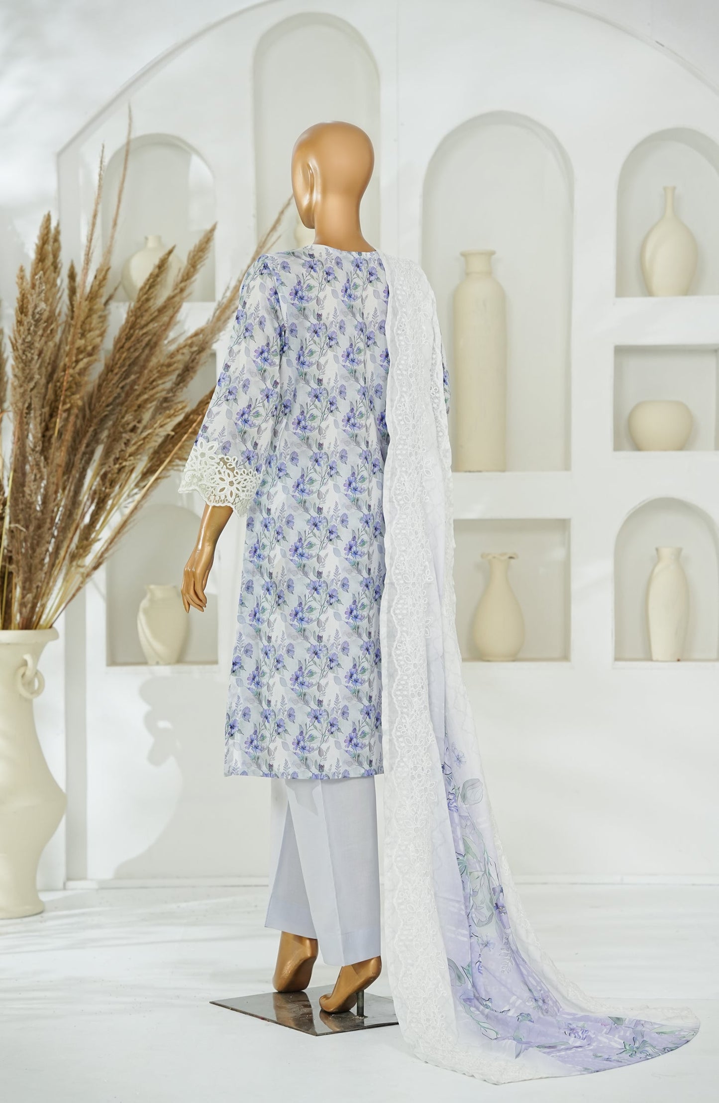 Versa by Amna Khadija Embroidered Lawn Stitched 3 Piece Suit - AKVL-01 - AM26KVL - Purple - Summer Collection