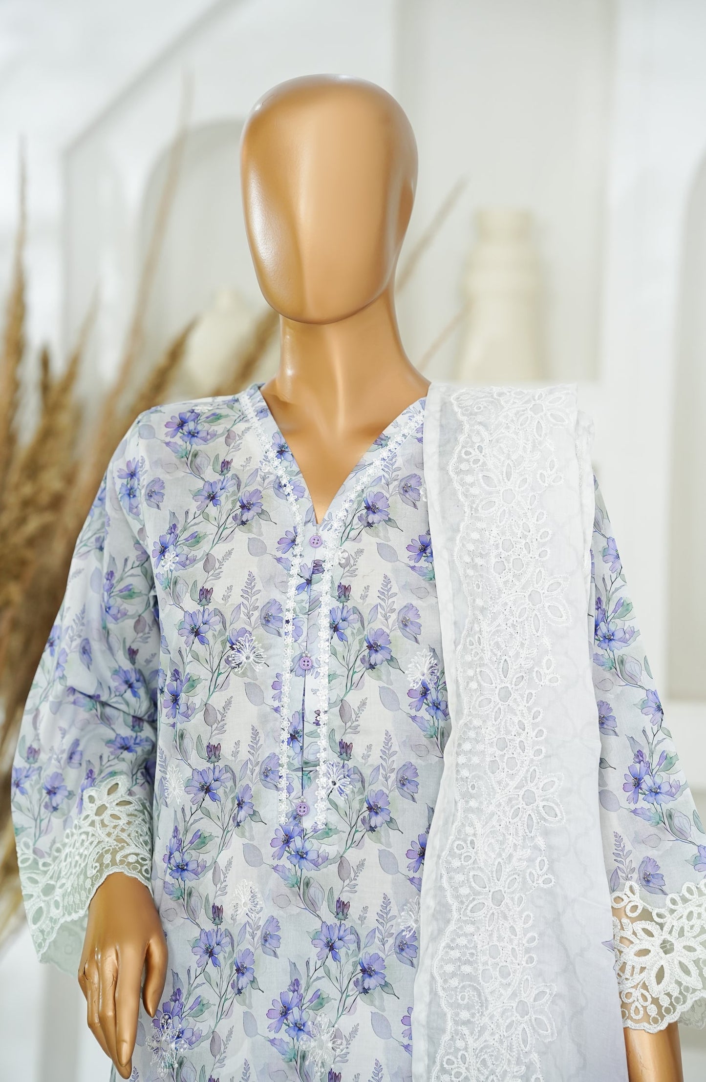 Versa by Amna Khadija Embroidered Lawn Stitched 3 Piece Suit - AKVL-01 - AM26KVL - Purple - Summer Collection