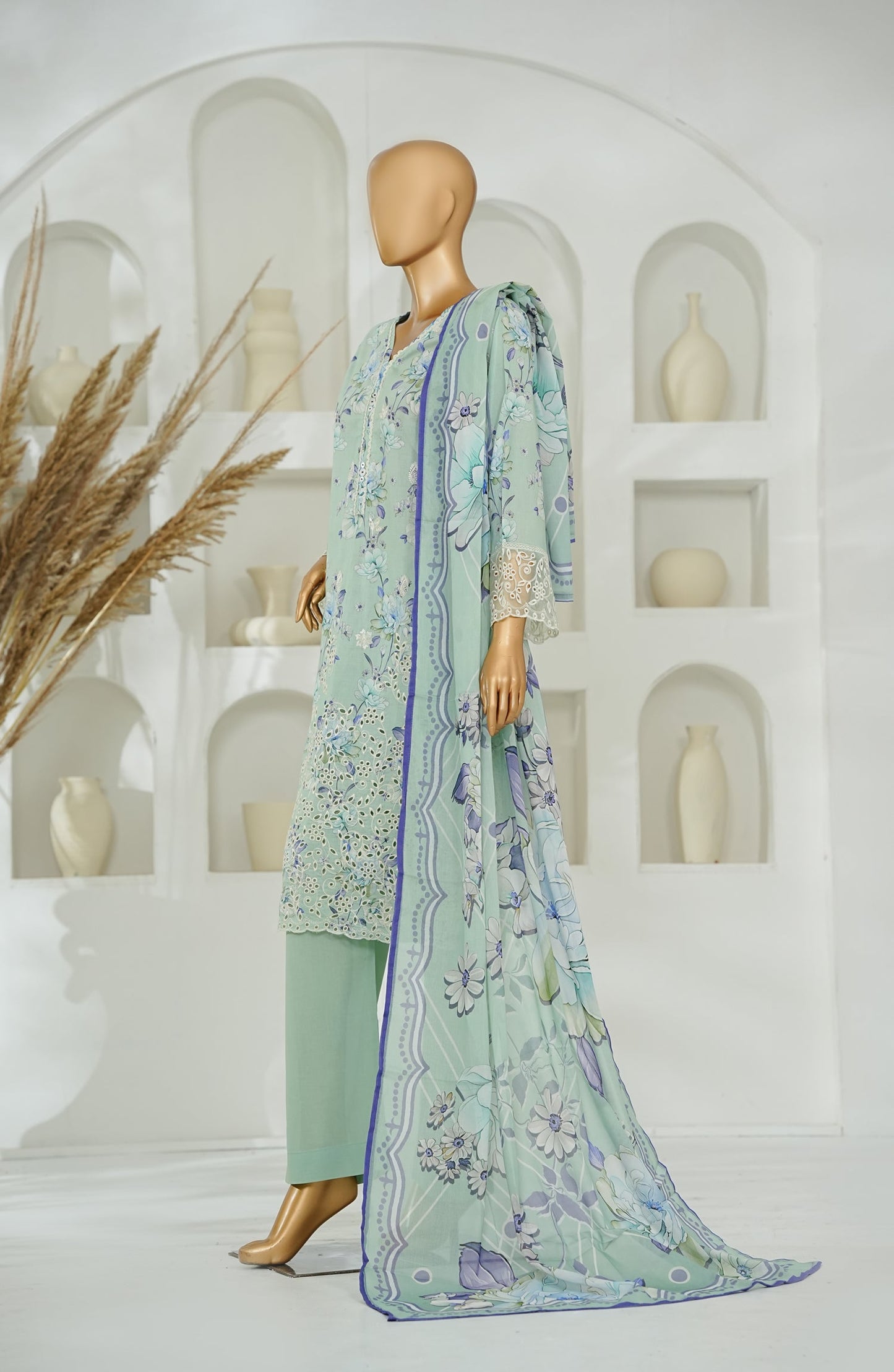 Versa by Amna Khadija Embroidered Lawn Stitched 3 Piece Suit - AKVL-08 - AM26KVL - Green - Summer Collection