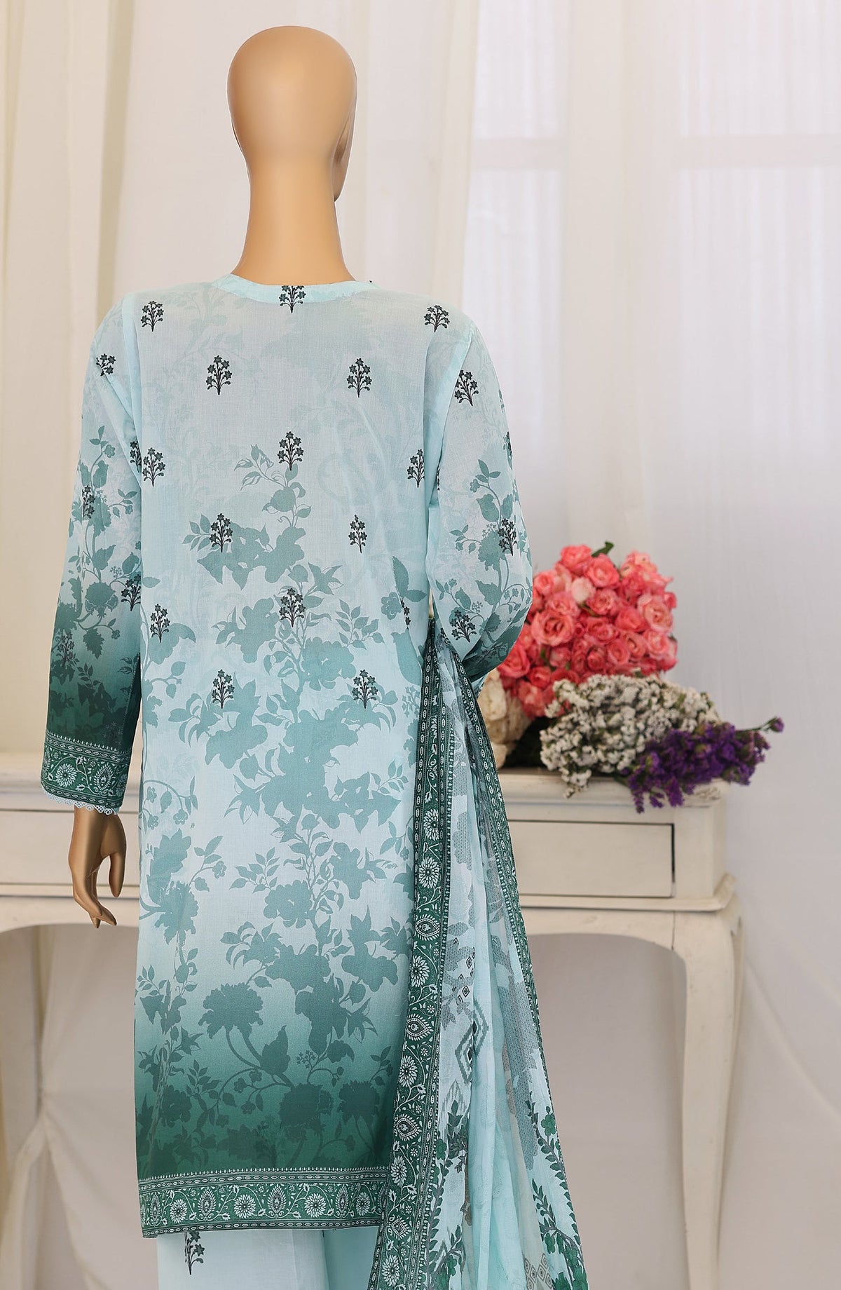 Virsa by HZ Embroidered Lawn Unstitched 3 Piece Suit - D-05 - HZ26VRSA - Green - Summer Collection