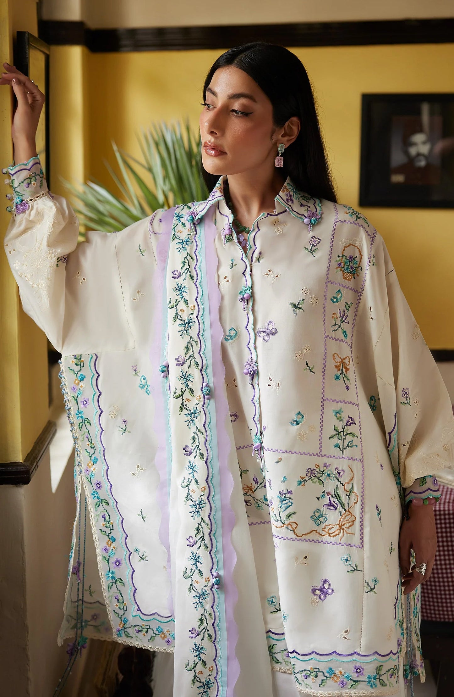 Wild Flower by Zaha Embroidered Lawn Unstitched 3 Piece Suit - ZF26-07 - ZAH26WL - Fawn - Summer Festive Collection