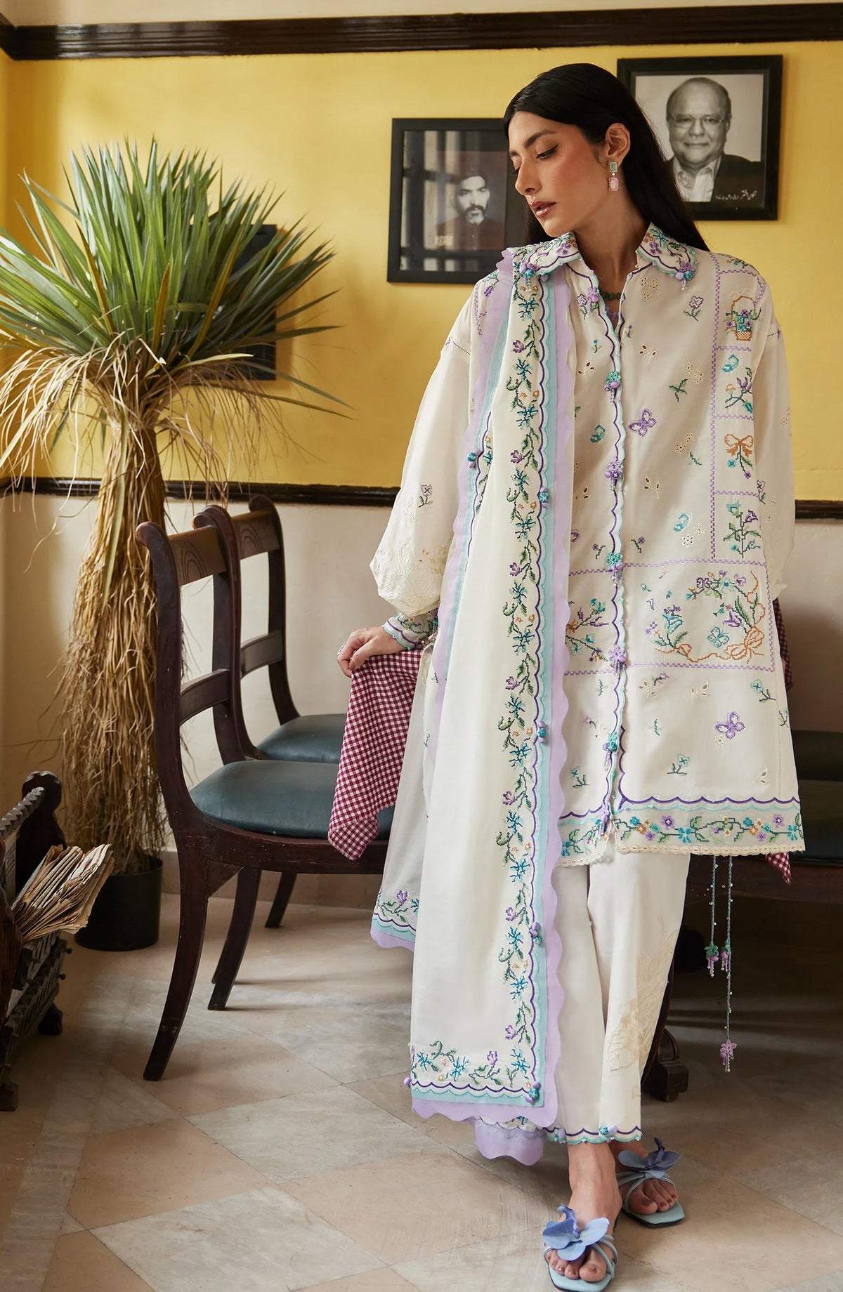 Wild Flower by Zaha Embroidered Lawn Unstitched 3 Piece Suit - ZF26-07 - ZAH26WL - Fawn - Summer Festive Collection