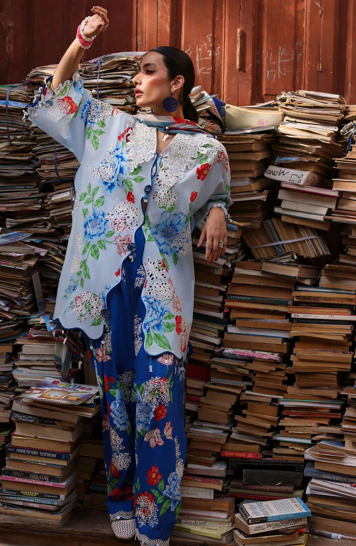 Wild Flower by Zaha Embroidered Lawn Unstitched 3 Piece Suit - ZF26-02 - ZAH26WL - Sky Blue - Summer Festive Collection