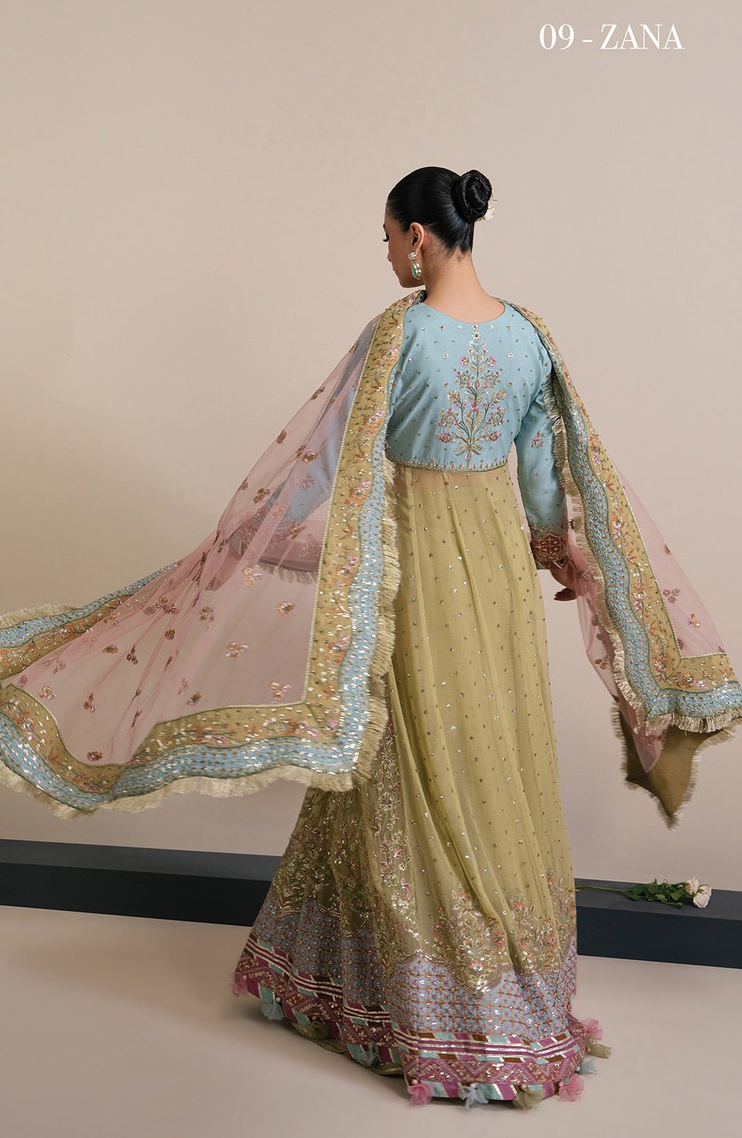Xenia Kalani Luxury Embroidered Raw Silk Unstitched 3 Piece Suit - 09-Zana - XF26KN - Yellow - Festive Collection