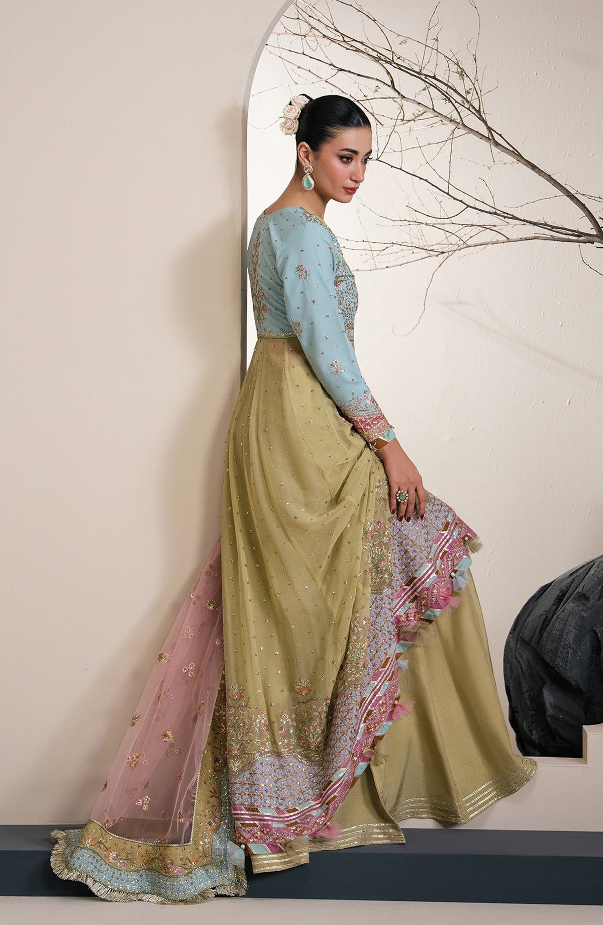 Xenia Kalani Luxury Embroidered Raw Silk Unstitched 3 Piece Suit - 09-Zana - XF26KN - Yellow - Festive Collection