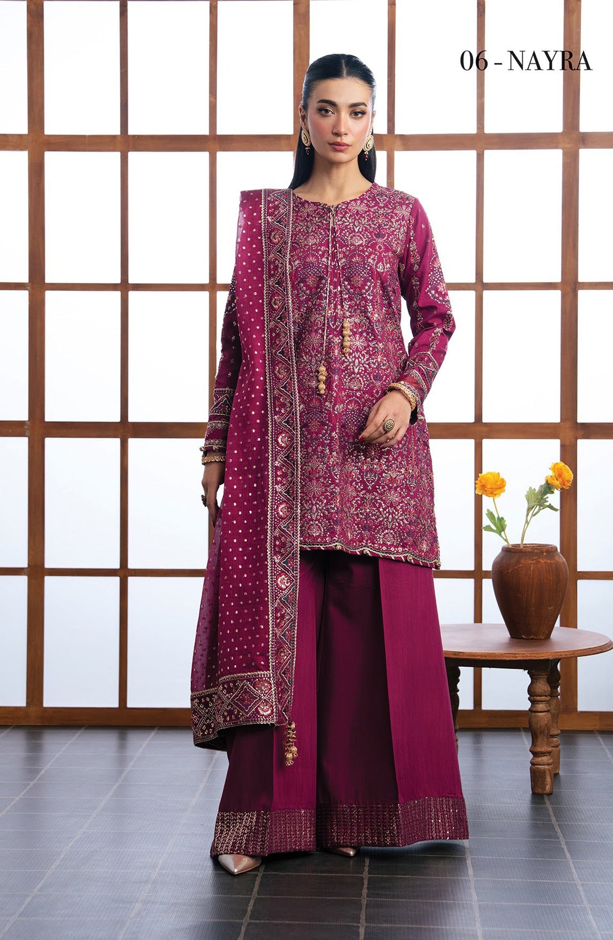 Xenia Kalani Luxury Embroidered Raw Silk Unstitched 3 Piece Suit - 06-Nayra - XF26KN - Pink - Festive Collection
