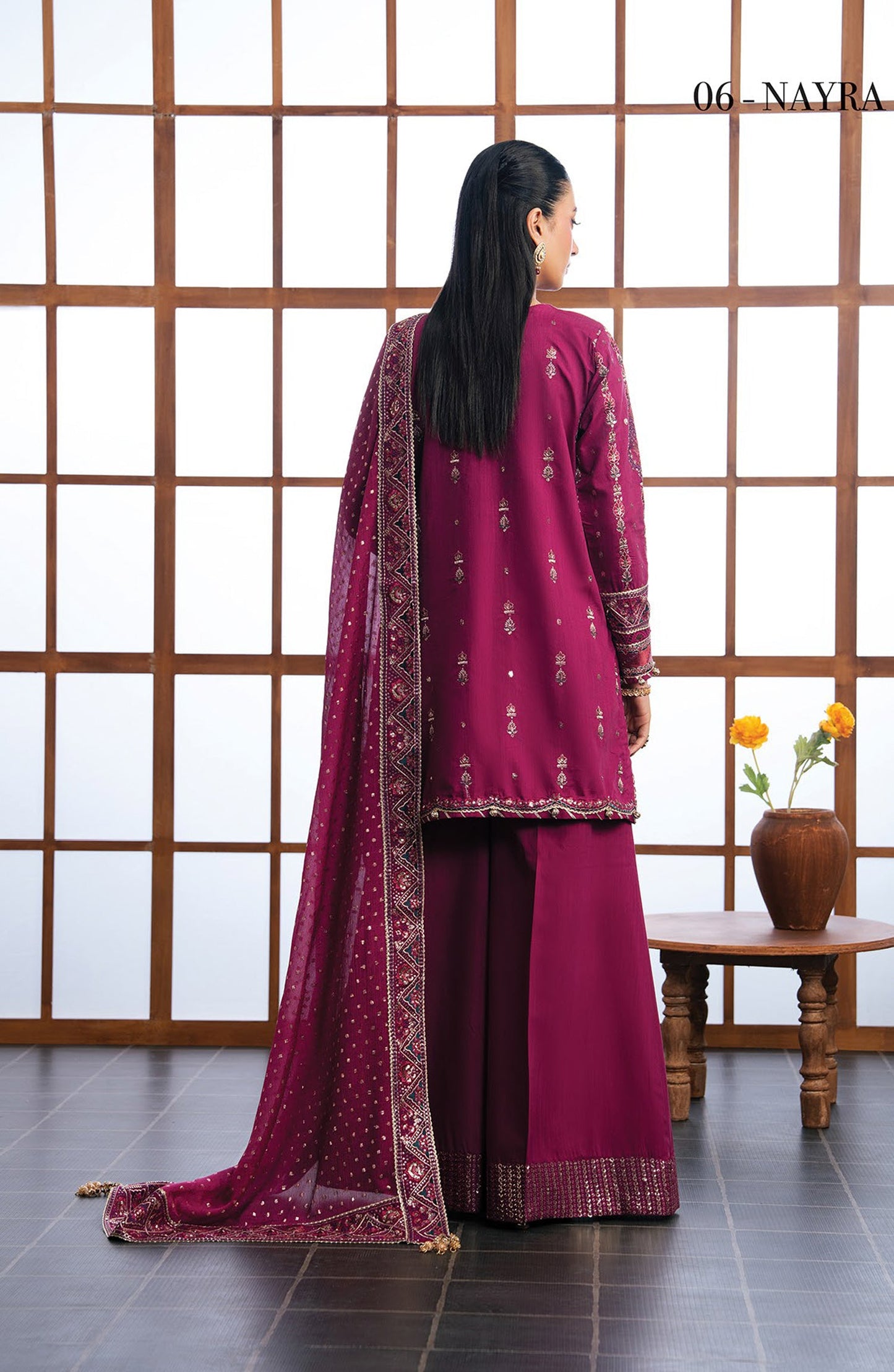 Xenia Kalani Luxury Embroidered Raw Silk Unstitched 3 Piece Suit - 06-Nayra - XF26KN - Pink - Festive Collection
