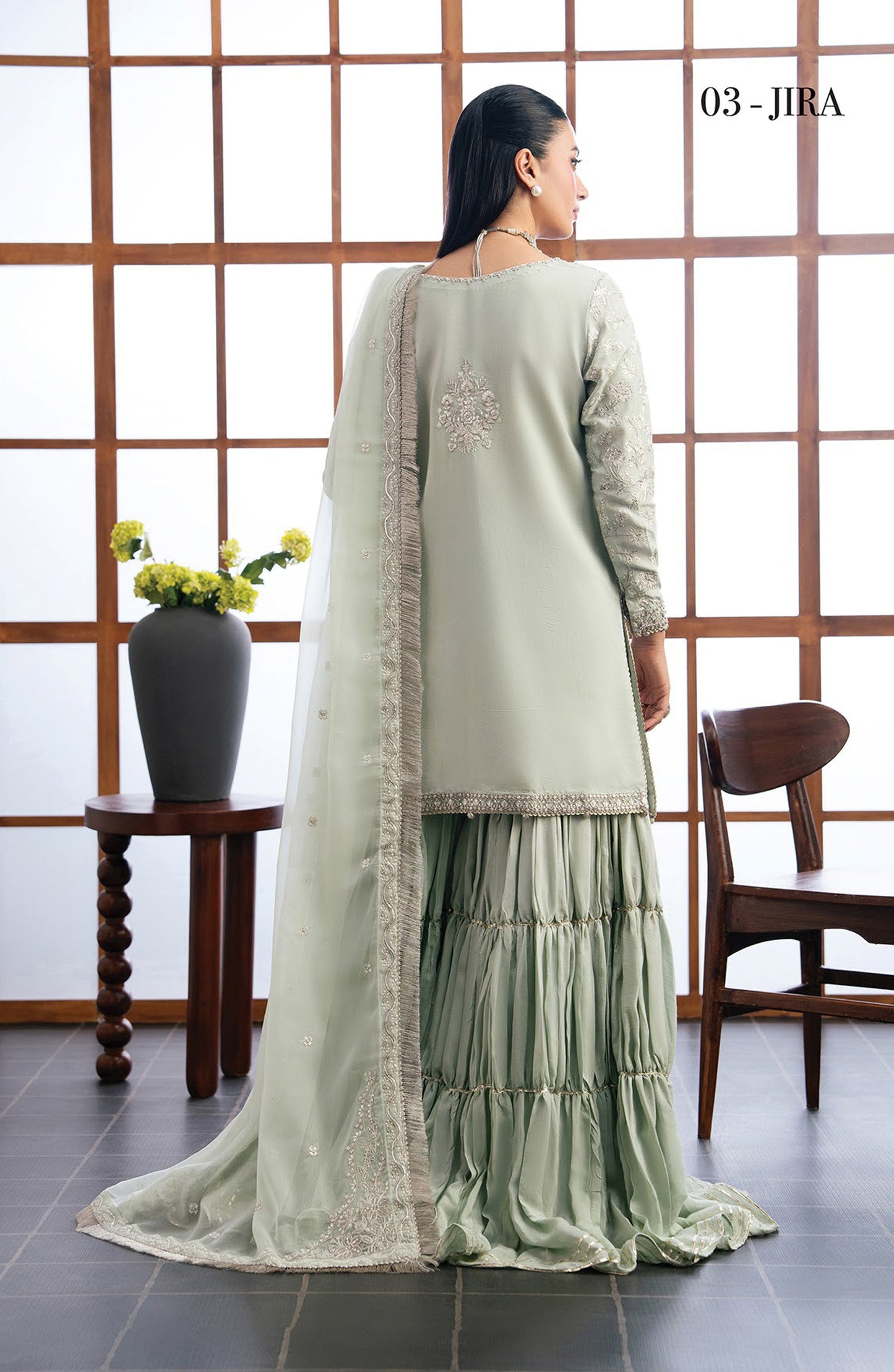 Xenia Kalani Luxury Embroidered Raw Silk Unstitched 3 Piece Suit - 03-Jira - XF26KN - Green - Festive Collection