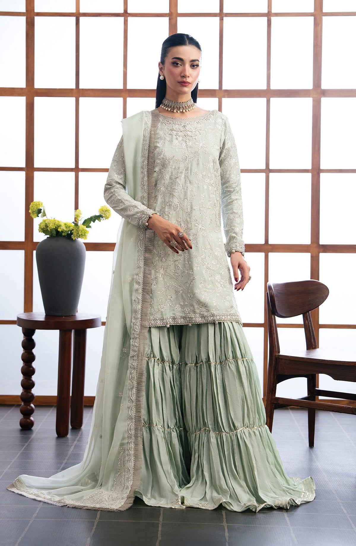 Xenia Kalani Luxury Embroidered Raw Silk Unstitched 3 Piece Suit - 03-Jira - XF26KN - Green - Festive Collection