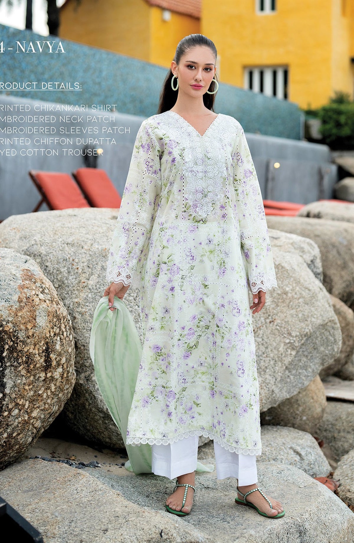 Xenia Embroidered Lawn Unstitched 3 Piece Suit - 04-Navya - XF26ULW - Green - Summer Collection