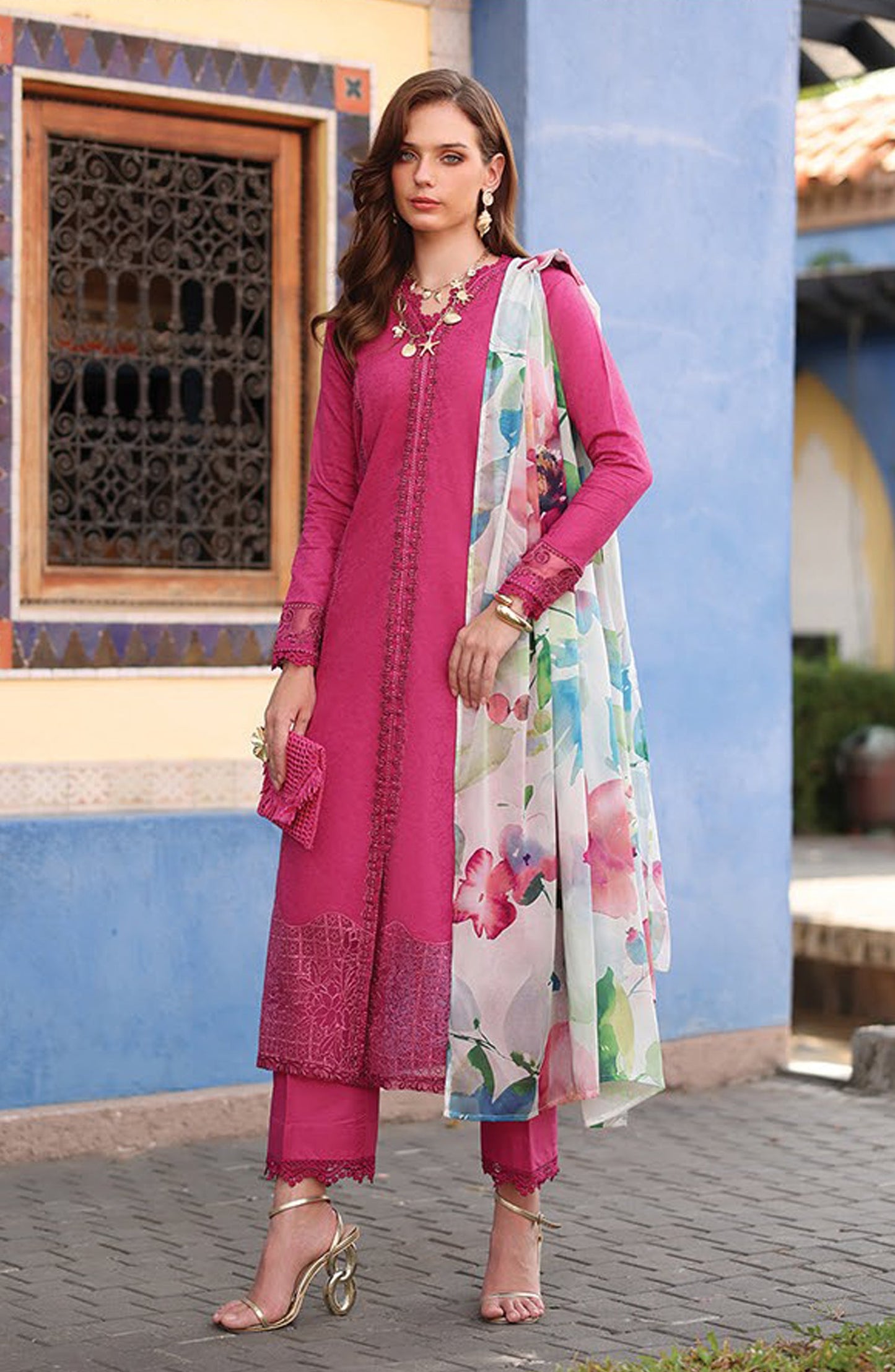 Xenia Embroidered Lawn Unstitched 3 Piece Suit - 03-Jeya - XF26ULW - Pink - Summer Collection