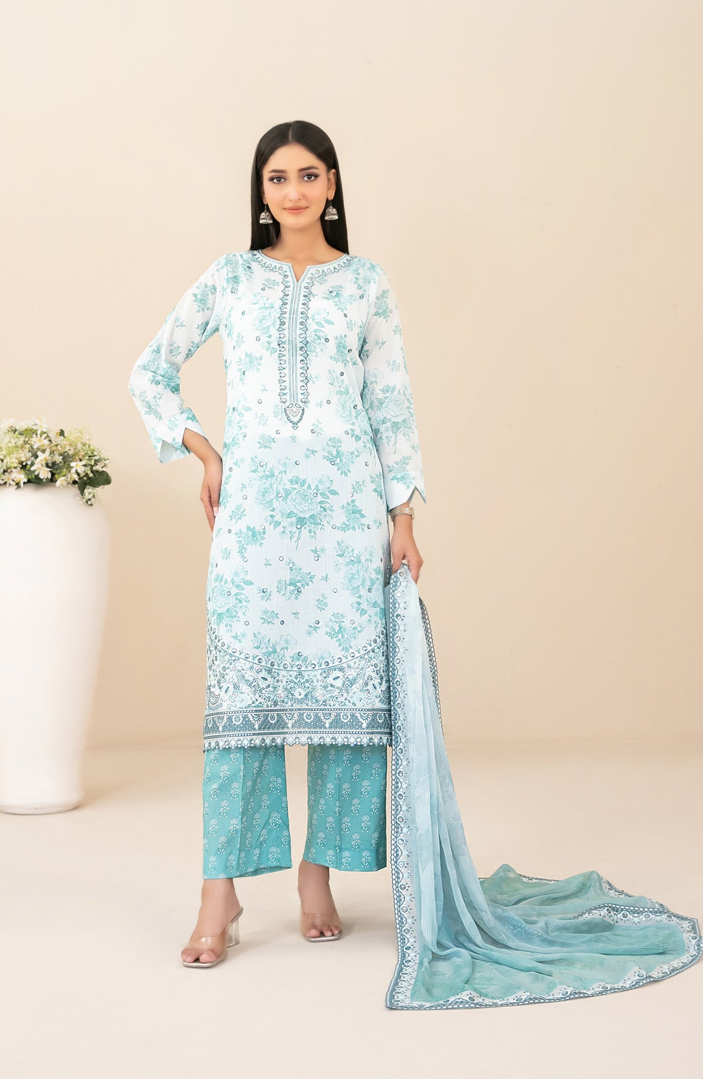 Zahlia by Tawakkal Fabrics Embroidered Lawn Unstitched 3 Piece Suit - D-3375 - TF26ZHL - Blue - Summer Collection