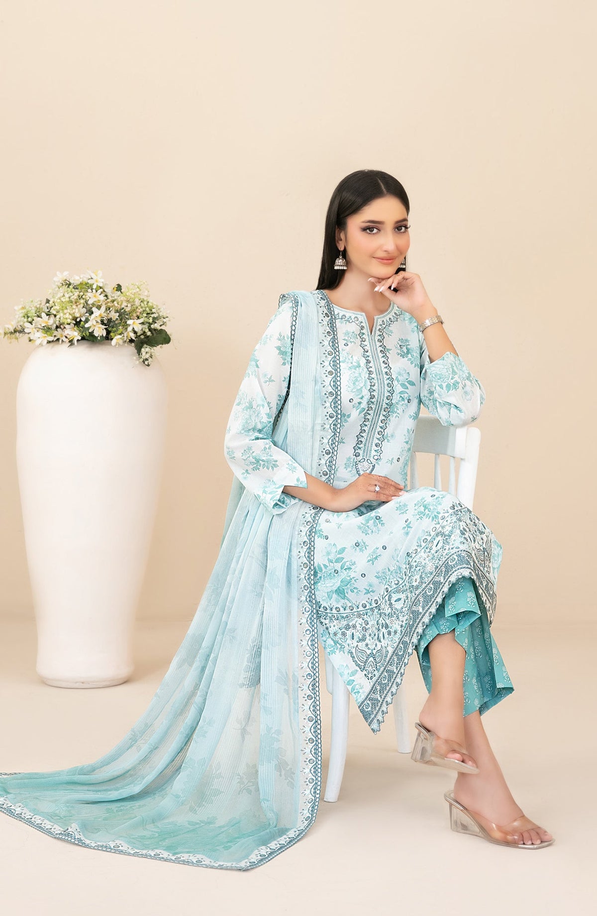 Zahlia by Tawakkal Fabrics Embroidered Lawn Unstitched 3 Piece Suit - D-3375 - TF26ZHL - Blue - Summer Collection