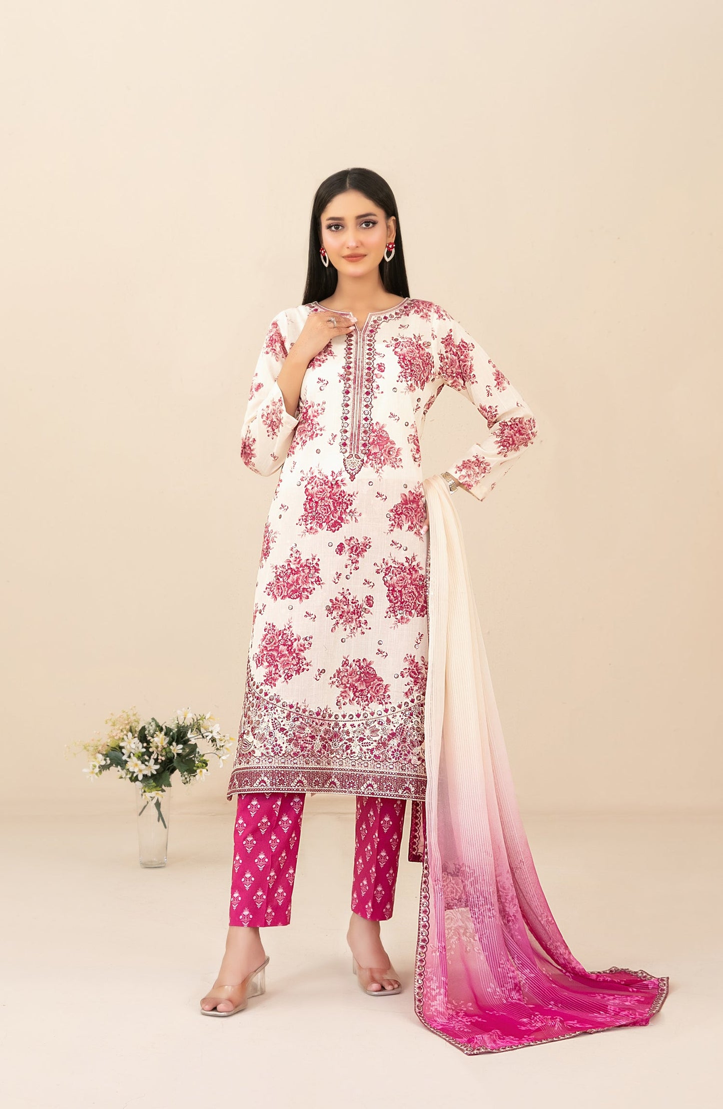Zahlia by Tawakkal Fabrics Embroidered Lawn Unstitched 3 Piece Suit - D-3374 - TF26ZHL - Pink - Summer Collection