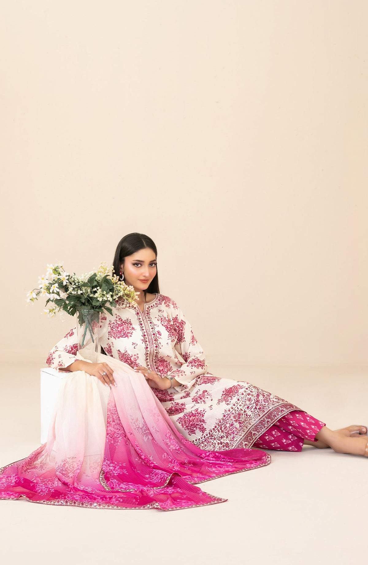Zahlia by Tawakkal Fabrics Embroidered Lawn Unstitched 3 Piece Suit - D-3374 - TF26ZHL - Pink - Summer Collection