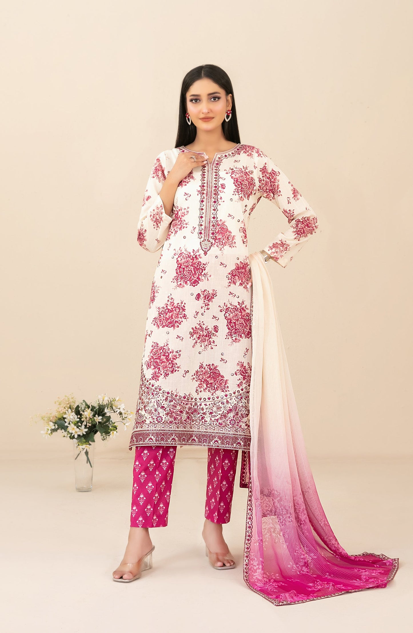 Zahlia by Tawakkal Fabrics Embroidered Lawn Unstitched 3 Piece Suit - D-3374 - TF26ZHL - Pink - Summer Collection