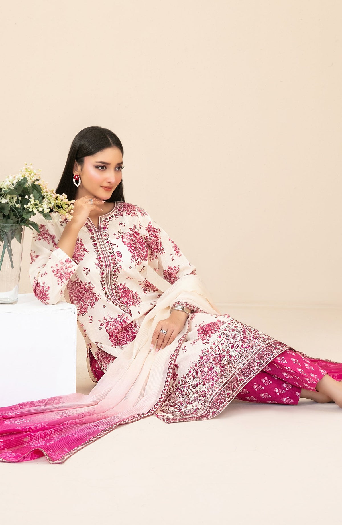 Zahlia by Tawakkal Fabrics Embroidered Lawn Unstitched 3 Piece Suit - D-3374 - TF26ZHL - Pink - Summer Collection