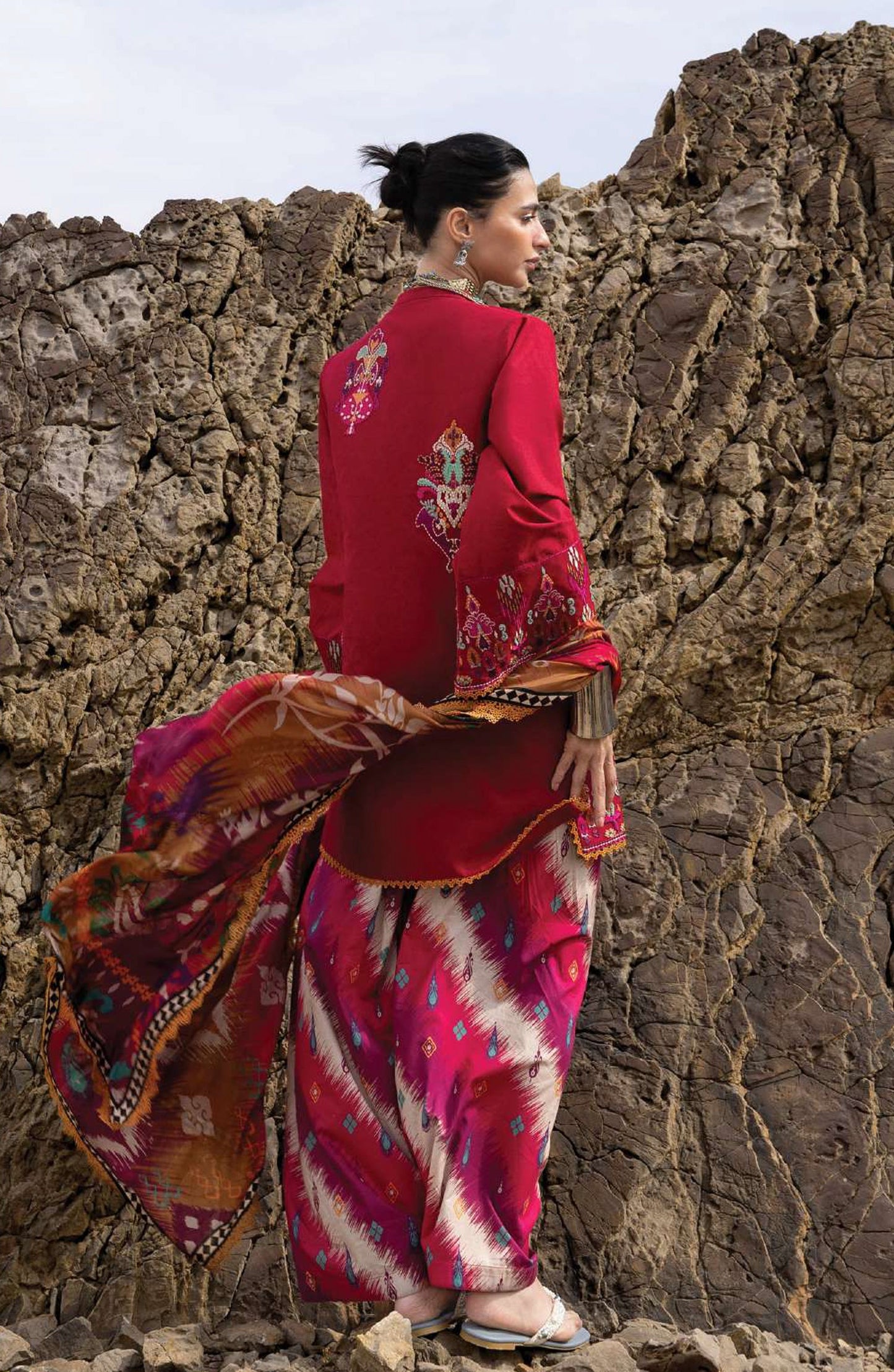 Zainab Chottani Embroidered Jacquard Unstitched 3 Piece Suit - D-07 - ZBC26SS - Pink - Spring Summer Collection