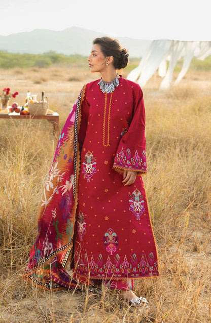 Zainab Chottani Embroidered Jacquard Unstitched 3 Piece Suit - D-07 - ZBC26SS - Pink - Spring Summer Collection