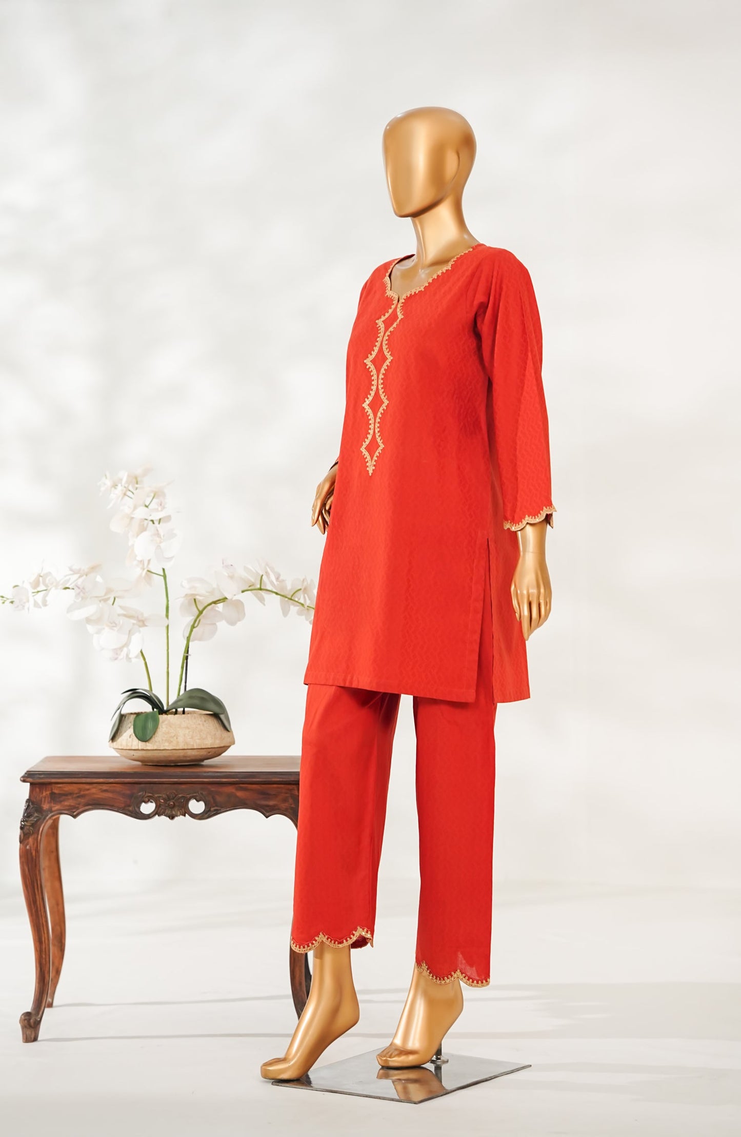 Zaira Royal by Amna Khadija Embroidered Cotton Jacquard Stitched 2 Piece Suit - ZR-01 - AM25ZAIRA - Orange - Winter Collection
