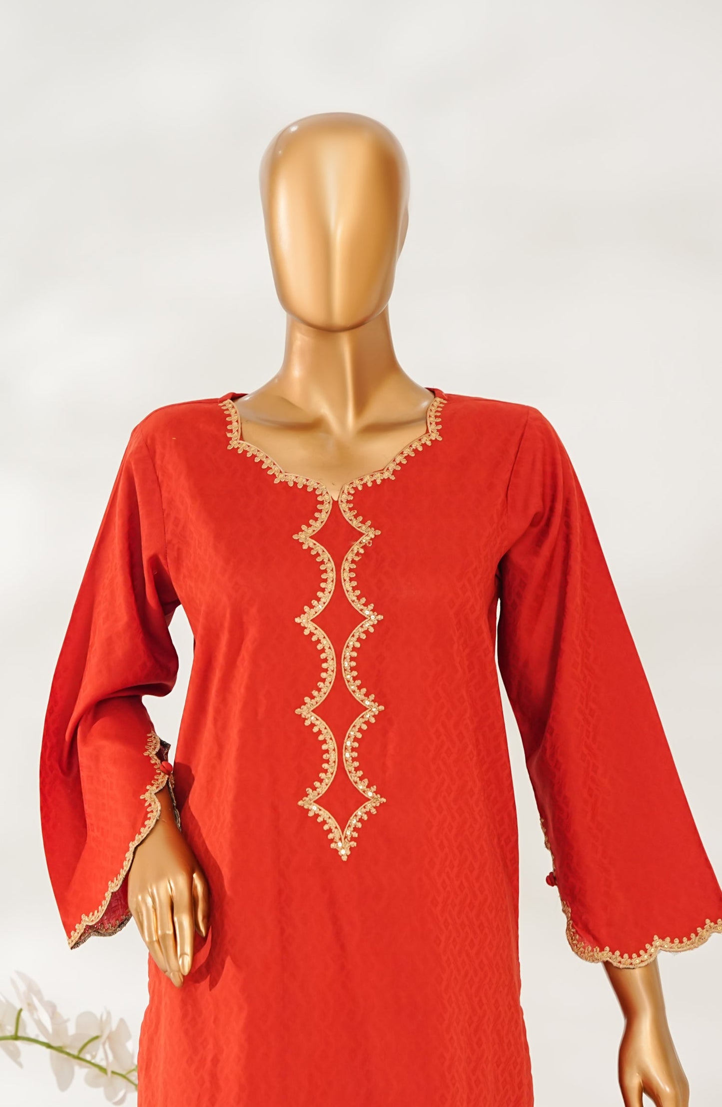 Zaira Royal by Amna Khadija Embroidered Cotton Jacquard Stitched 2 Piece Suit - ZR-01 - AM25ZAIRA - Orange - Winter Collection