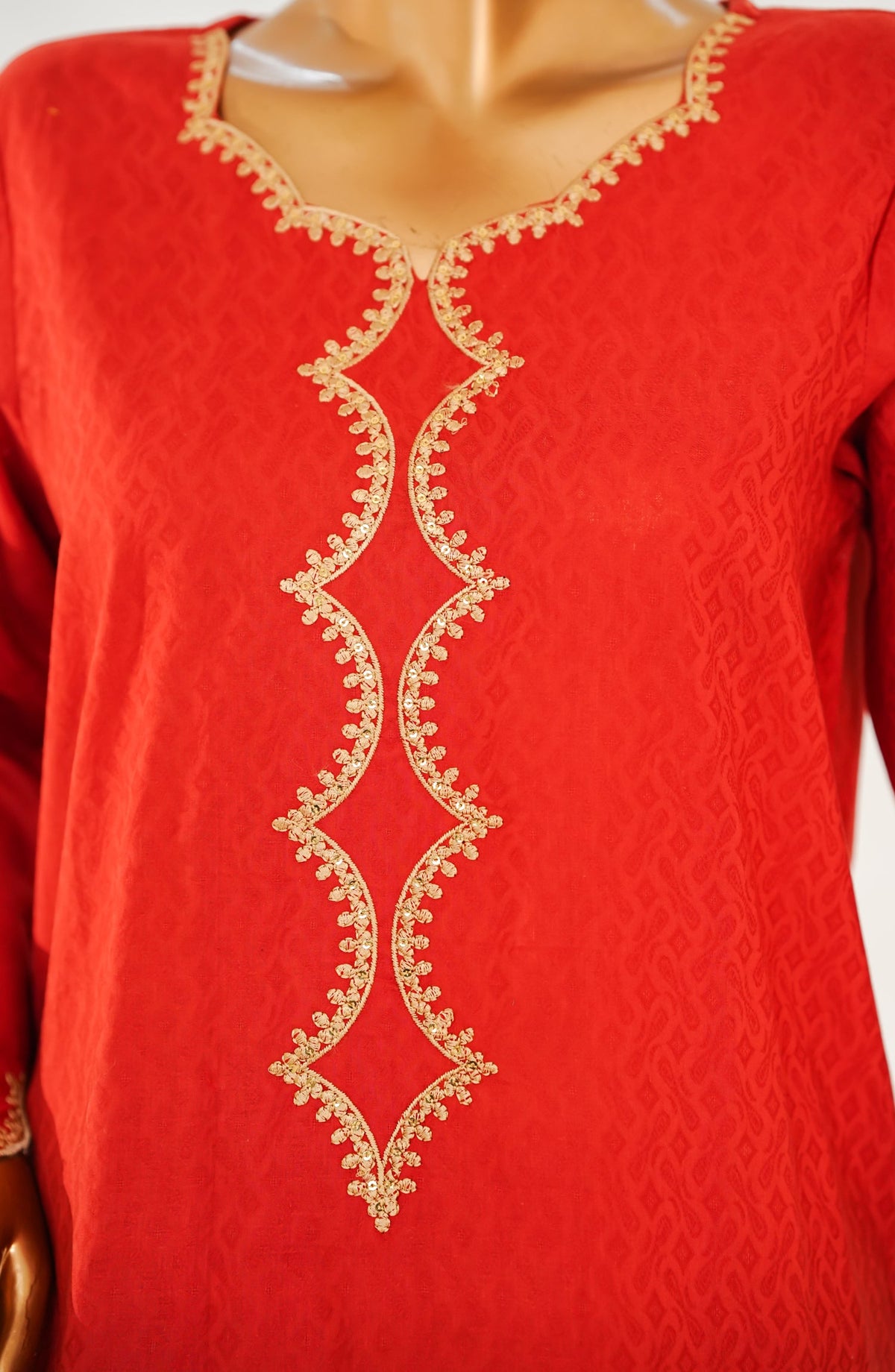 Zaira Royal by Amna Khadija Embroidered Cotton Jacquard Stitched 2 Piece Suit - ZR-01 - AM25ZAIRA - Orange - Winter Collection