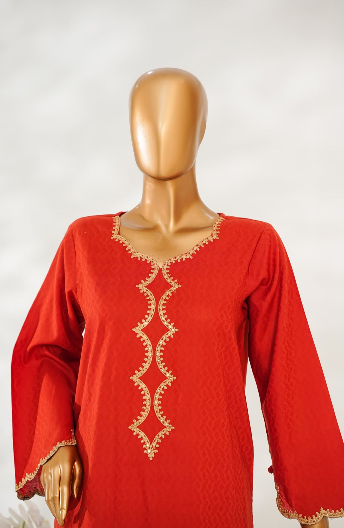Zaira Royal by Amna Khadija Embroidered Cotton Jacquard Stitched 2 Piece Suit - ZR-01 - AM25ZAIRA - Orange - Winter Collection
