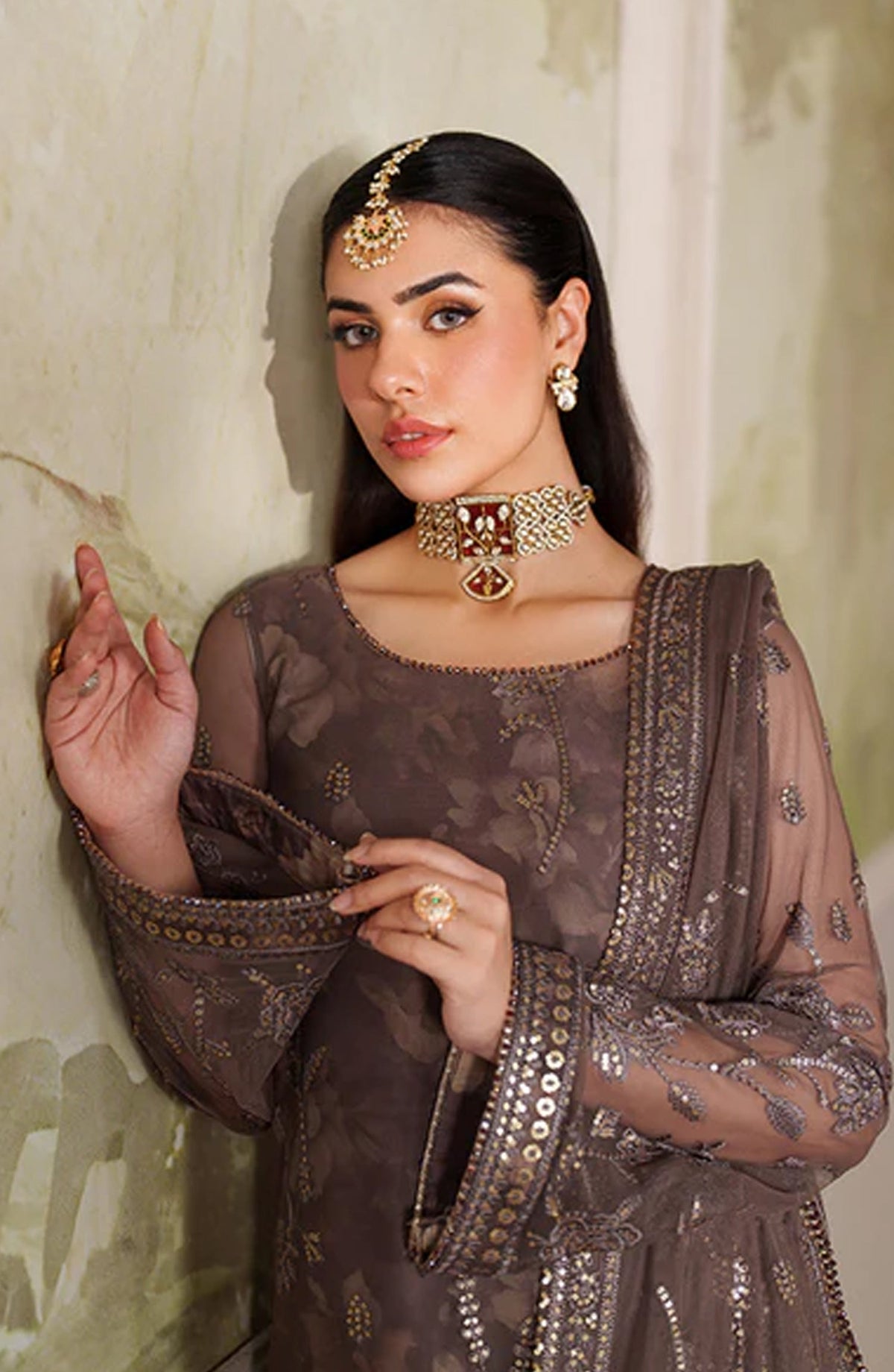 Zaneera by Zarif Embroidered Net Unstitched 3 Piece Suit - ZRF-ZPE-08 MAHVEER - ZRF25ZNR - Purple - Formals Collection