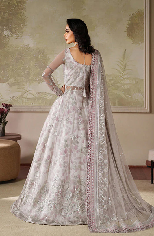Zaneera by Zarif Embroidered Net Unstitched 3 Piece Suit - ZRF-ZPE-01 ANAIRAH - ZRF25ZNR - Grey - Formals Collection