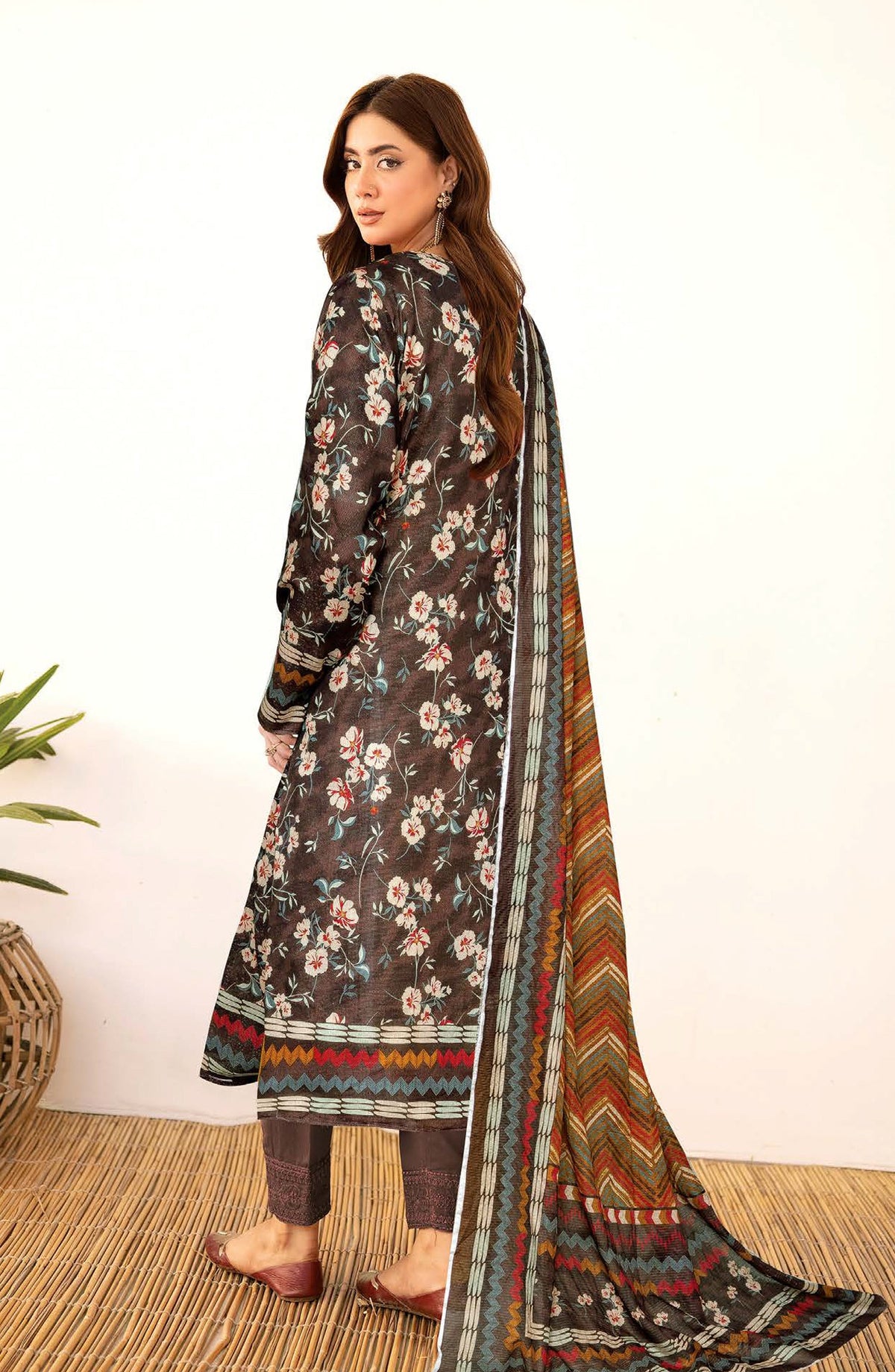 Zanera by Johra Printed Lawn Unstitched 3 Piece Suit - JH-1401 - JH25ZANR - Brown - Casual Collection