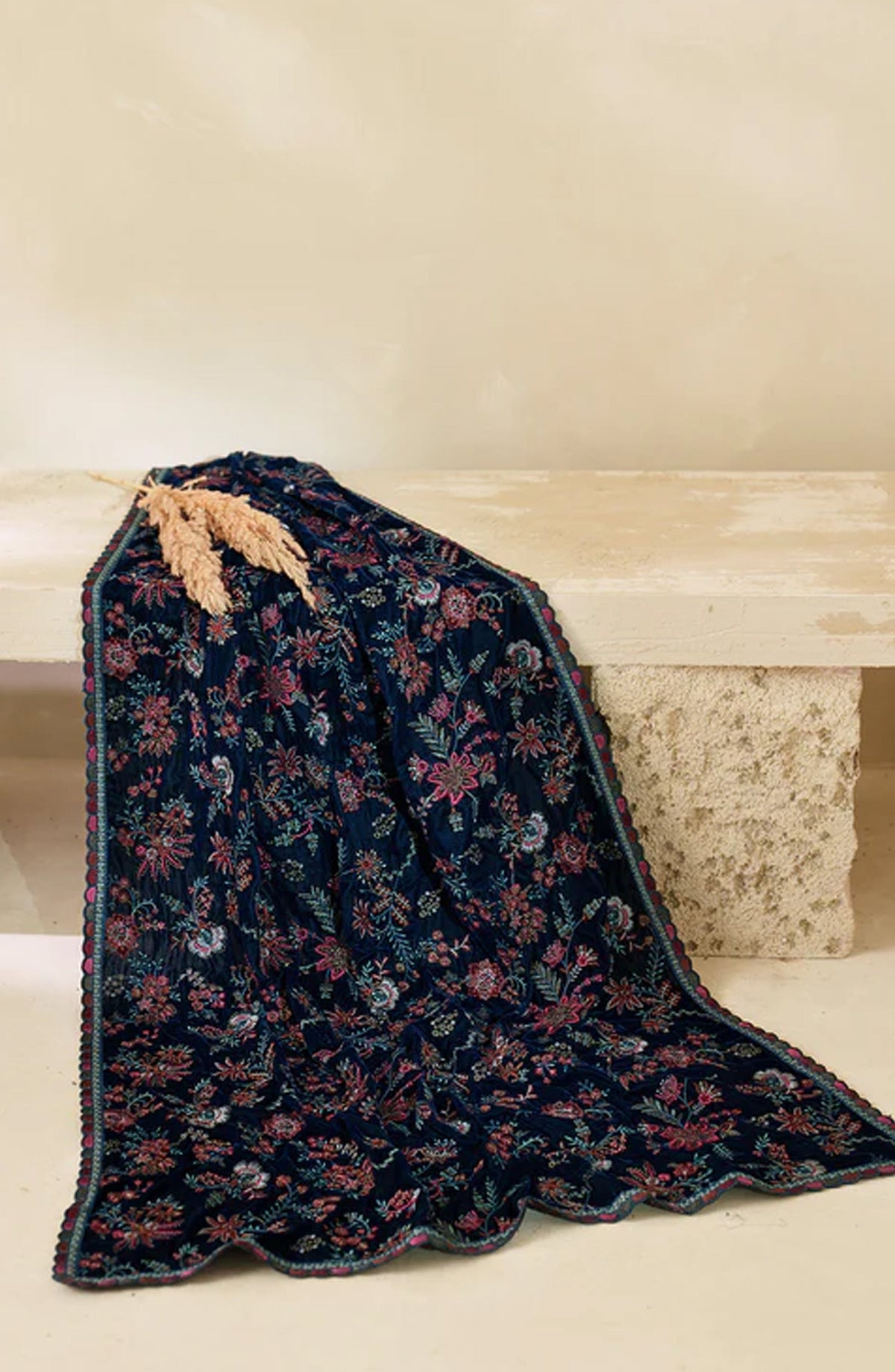 Zarif Exclusive Embroidered Raw Silk Unstitched 3 Piece Suit - ZRF-VS-01 - ZRF25ECL - Blue - Winter Collection