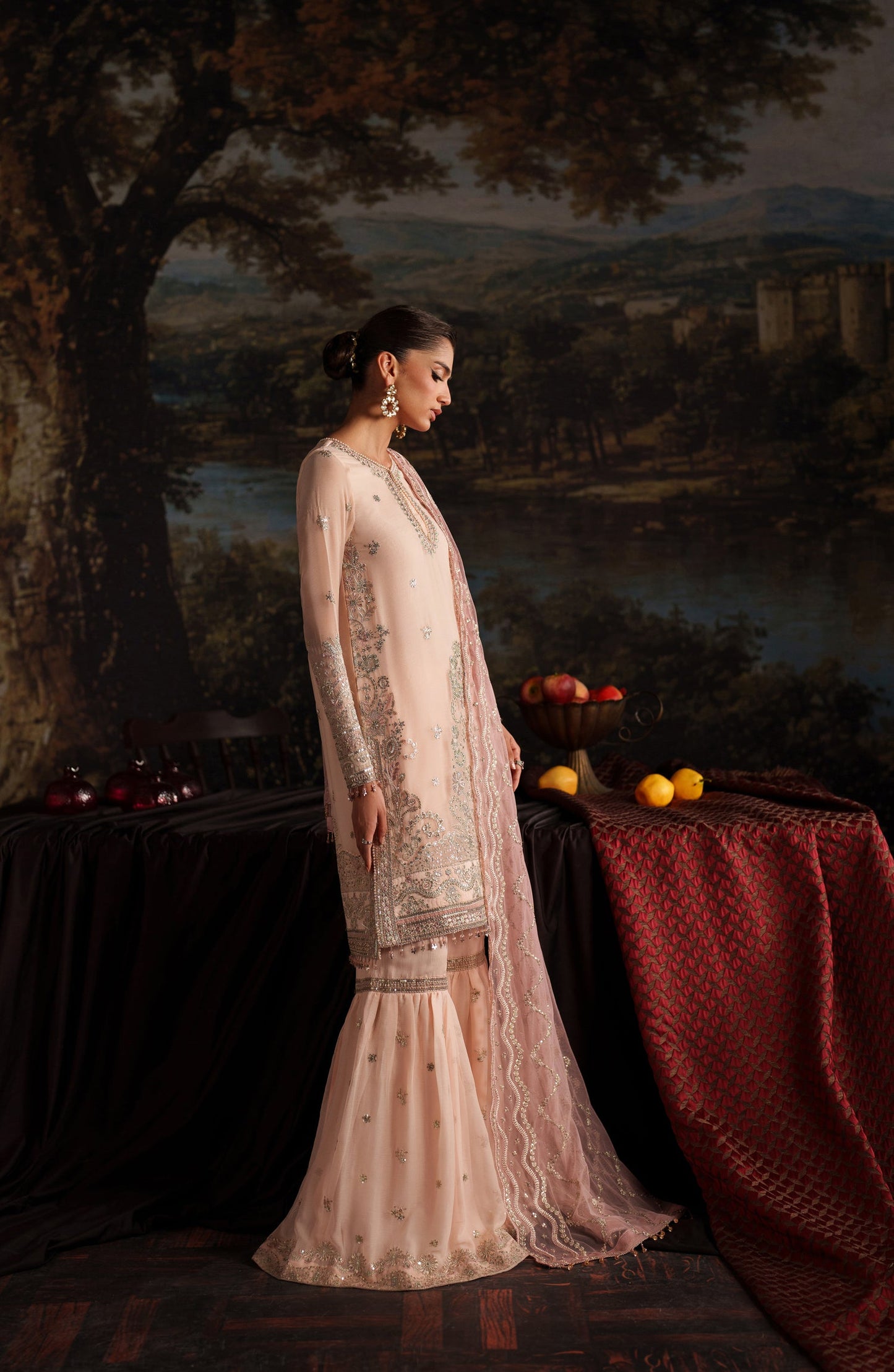 Zarif Premium Embroidered Chiffon Unstitched 3 Piece Suit - ZRF-PRC-08 LUCIA - ZRF25PRC - Pink - Festive Collection