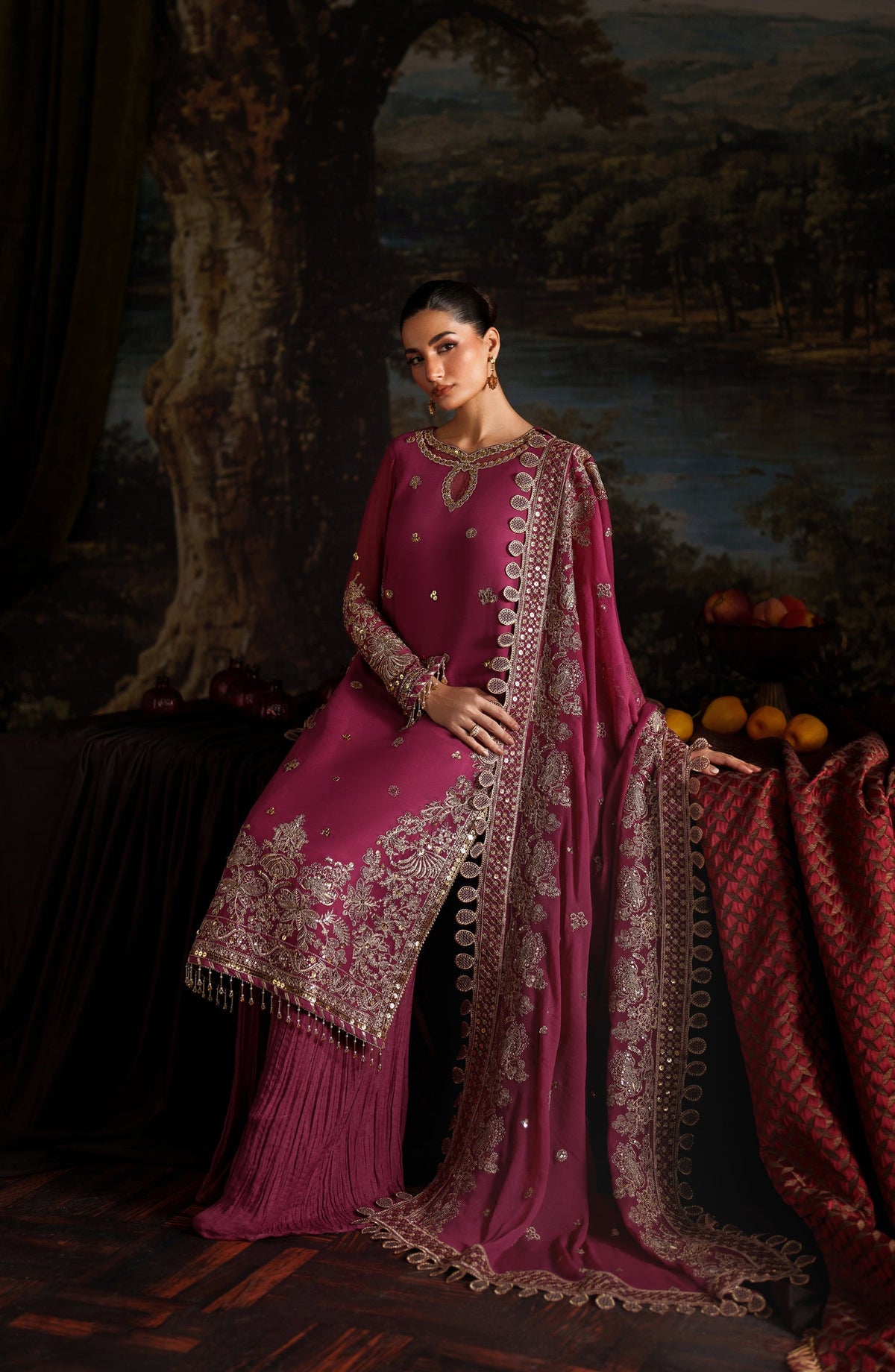 Zarif Premium Embroidered Chiffon Unstitched 3 Piece Suit - ZRF-PRC-05 ADELLE - ZRF25PRC - Pink - Festive Collection