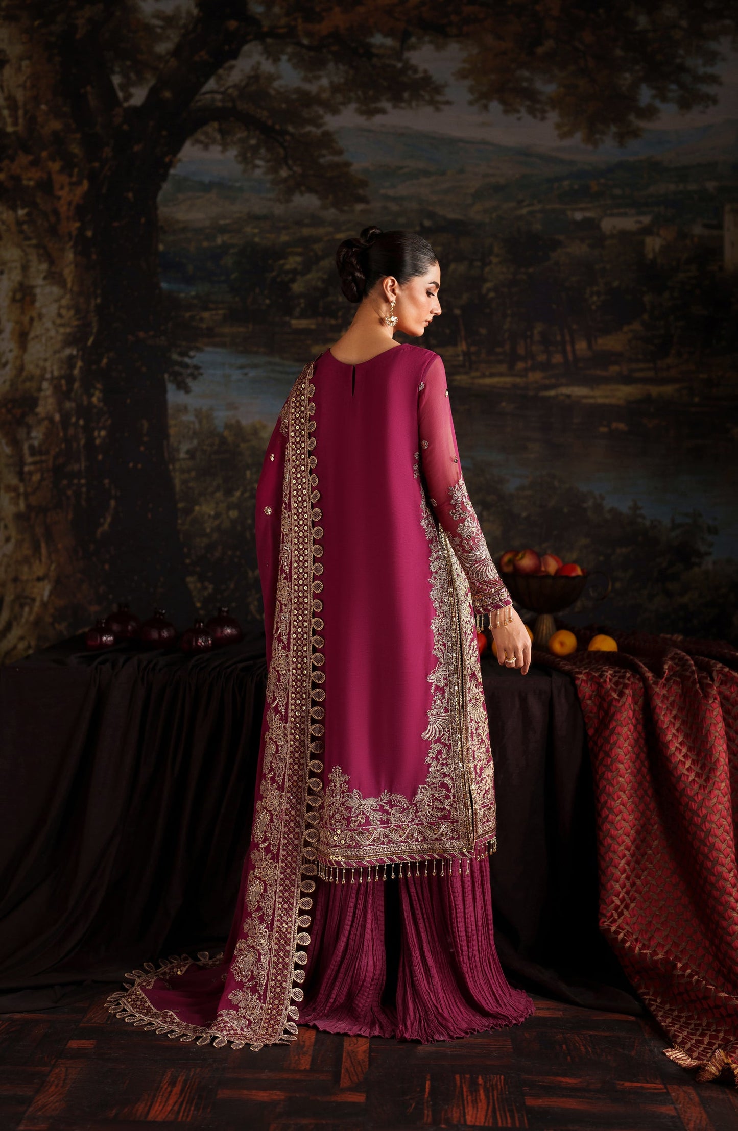 Zarif Premium Embroidered Chiffon Unstitched 3 Piece Suit - ZRF-PRC-05 ADELLE - ZRF25PRC - Pink - Festive Collection