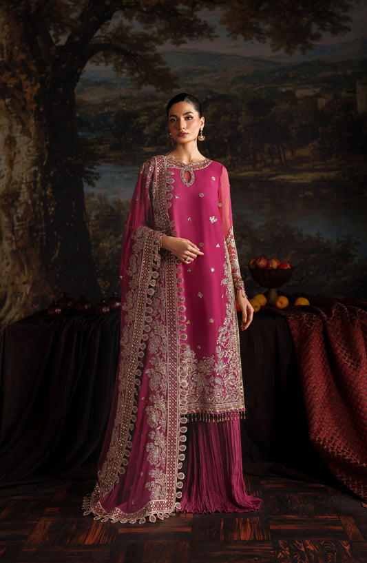 Zarif Premium Embroidered Chiffon Unstitched 3 Piece Suit - ZRF-PRC-05 ADELLE - ZRF25PRC - Pink - Festive Collection