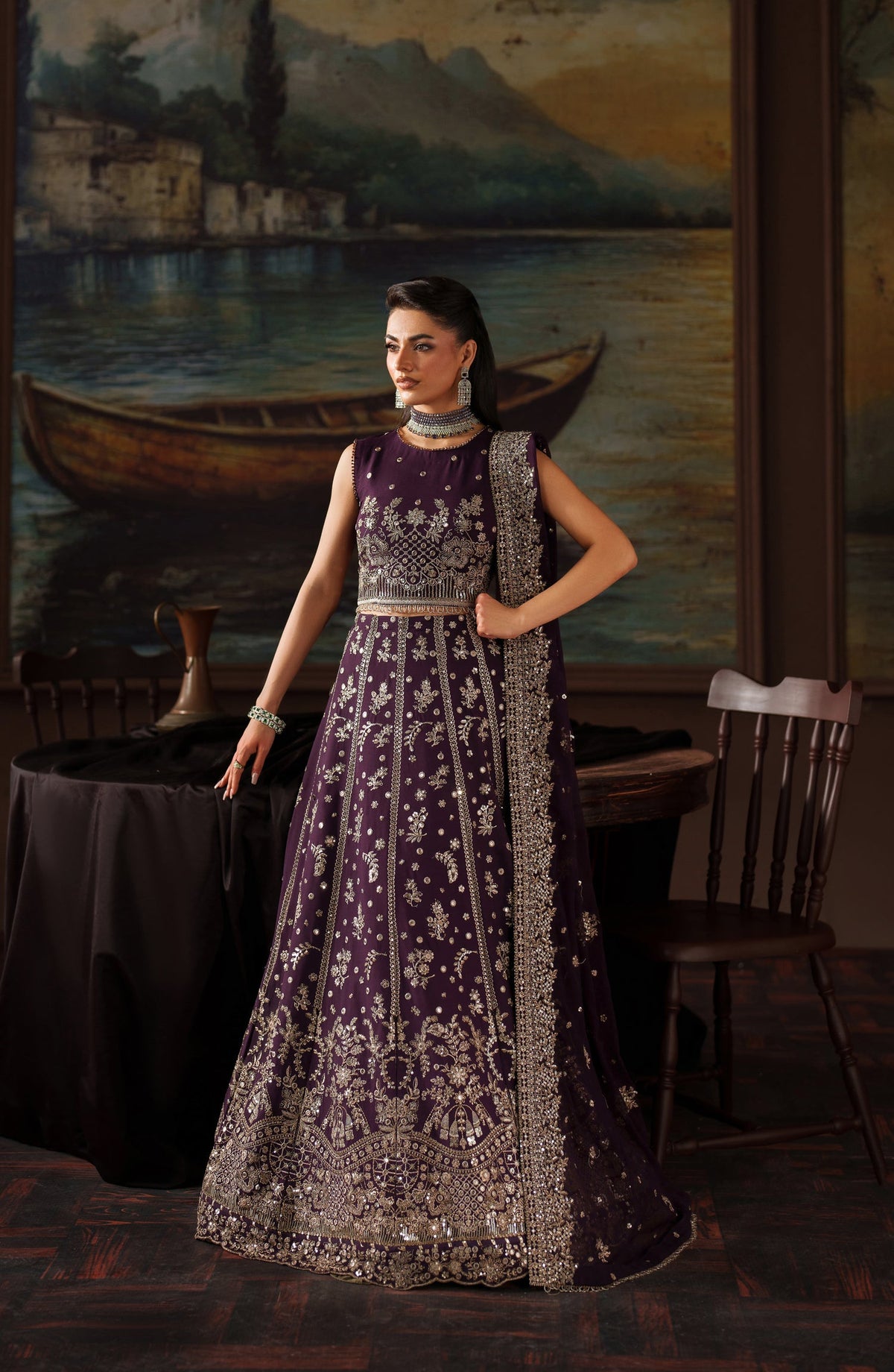 Zarif Premium Embroidered Chiffon Unstitched 3 Piece Suit - ZRF-PRC-01 IRELEEN - ZRF25PRC - Purple - Festive Collection