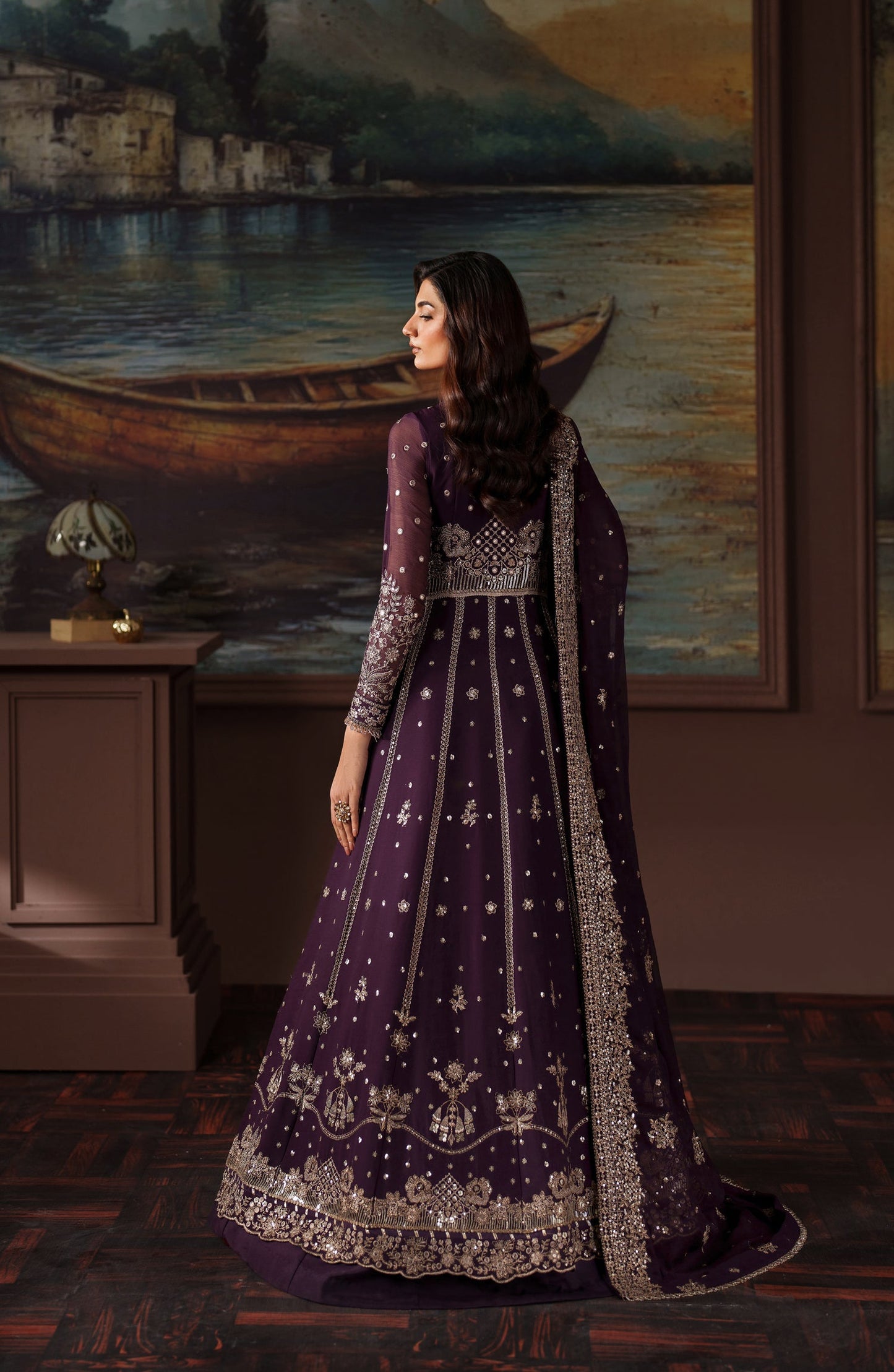 Zarif Premium Embroidered Chiffon Unstitched 3 Piece Suit - ZRF-PRC-01 IRELEEN - ZRF25PRC - Purple - Festive Collection