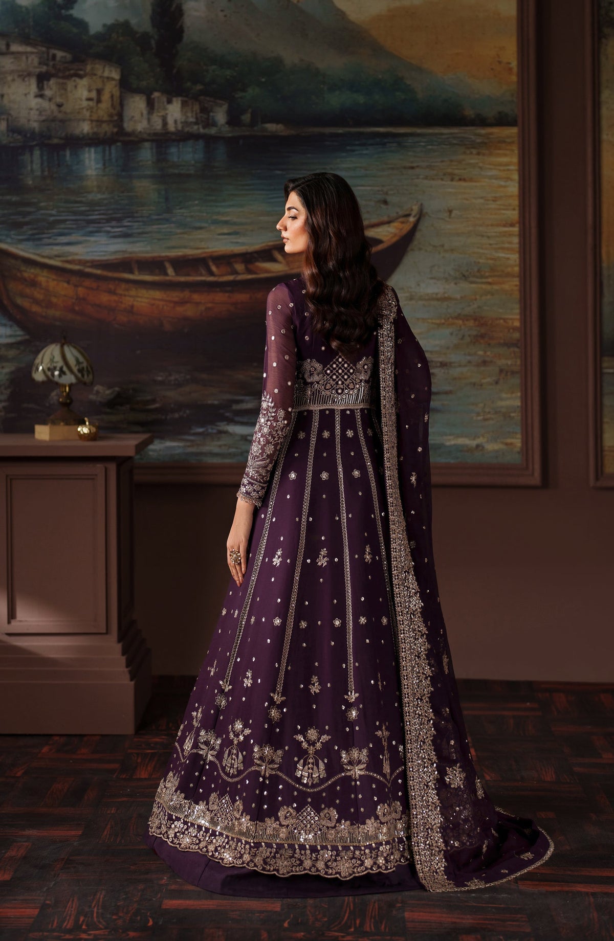 Zarif Premium Embroidered Chiffon Unstitched 3 Piece Suit - ZRF-PRC-01 IRELEEN - ZRF25PRC - Purple - Festive Collection