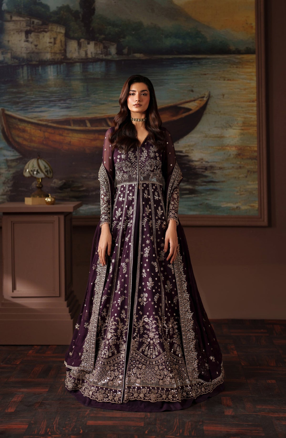 Zarif Premium Embroidered Chiffon Unstitched 3 Piece Suit - ZRF-PRC-01 IRELEEN - ZRF25PRC - Purple - Festive Collection