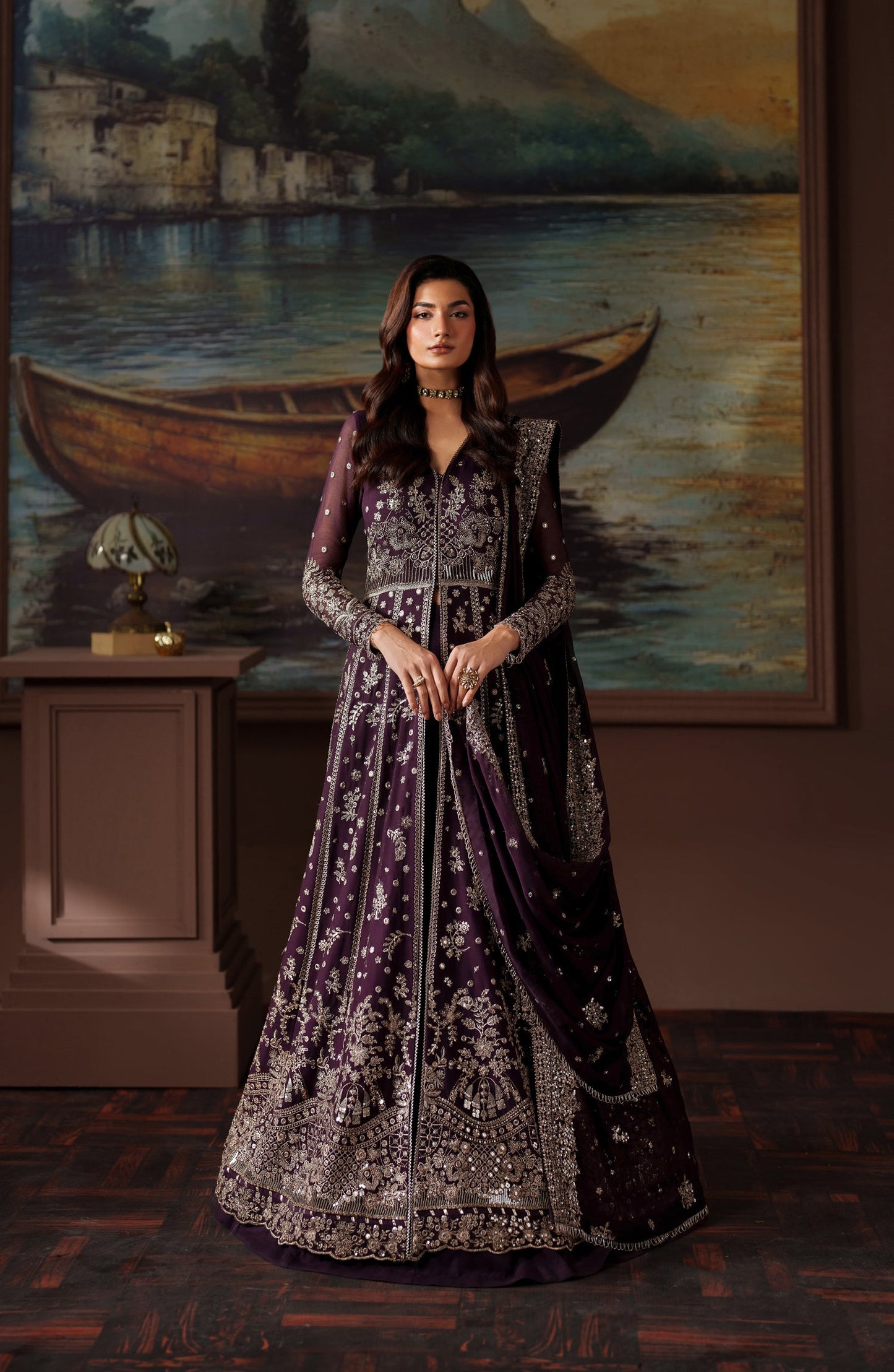 Zarif Premium Embroidered Chiffon Unstitched 3 Piece Suit - ZRF-PRC-01 IRELEEN - ZRF25PRC - Purple - Festive Collection