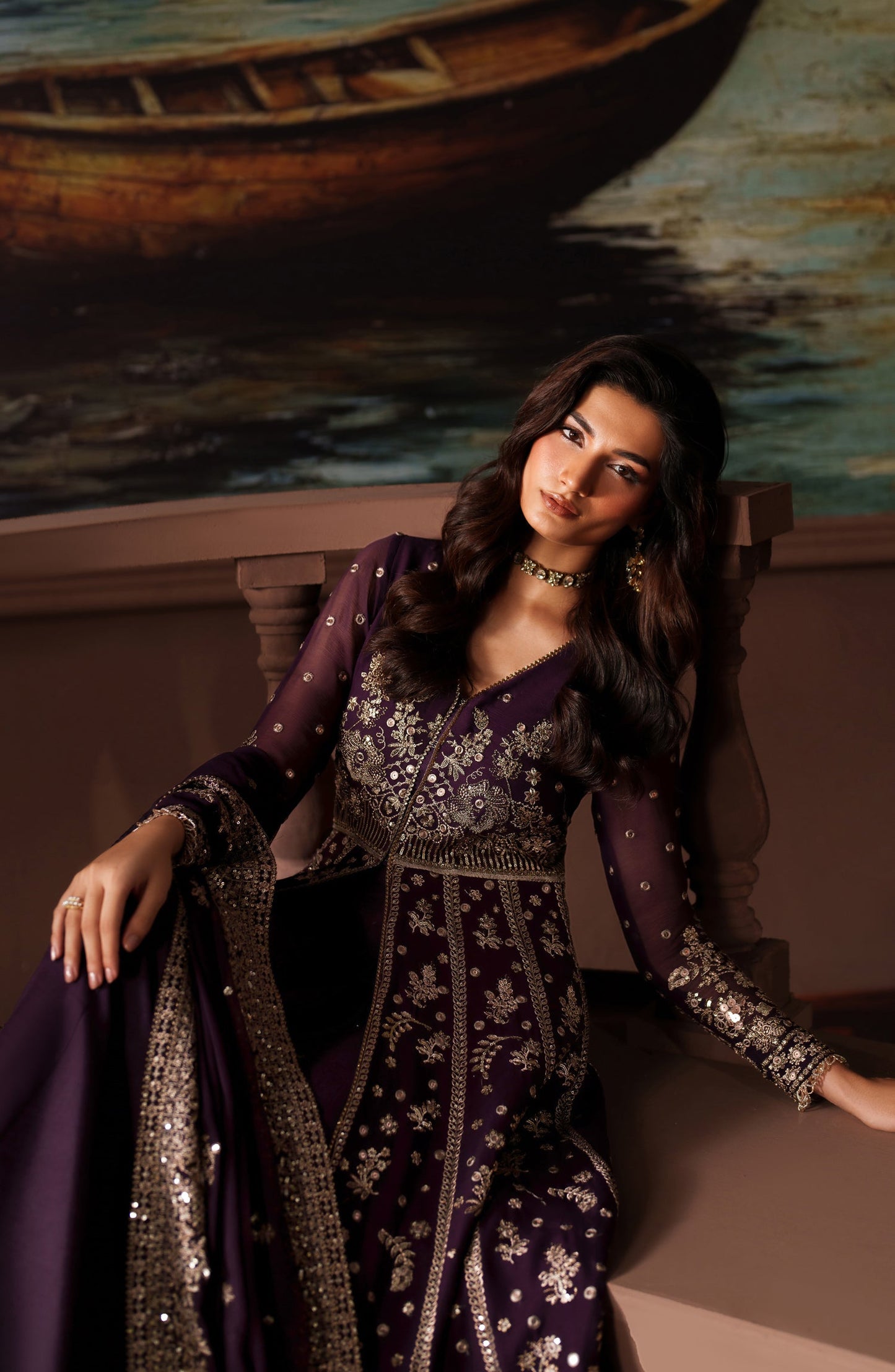 Zarif Premium Embroidered Chiffon Unstitched 3 Piece Suit - ZRF-PRC-01 IRELEEN - ZRF25PRC - Purple - Festive Collection