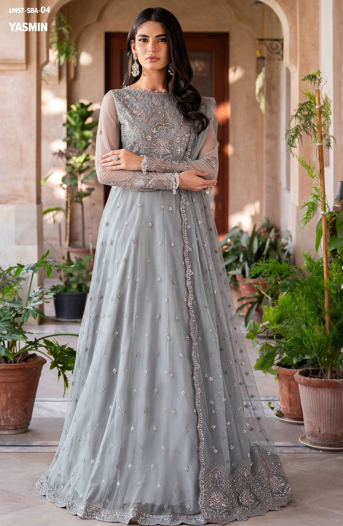 Sahiba by Zarif Luxury Embroidered Net Unstitched 3 Piece Suit - ZRF25SHB - UNST-SBA-04 YASMIN - Blue - Festive Collection
