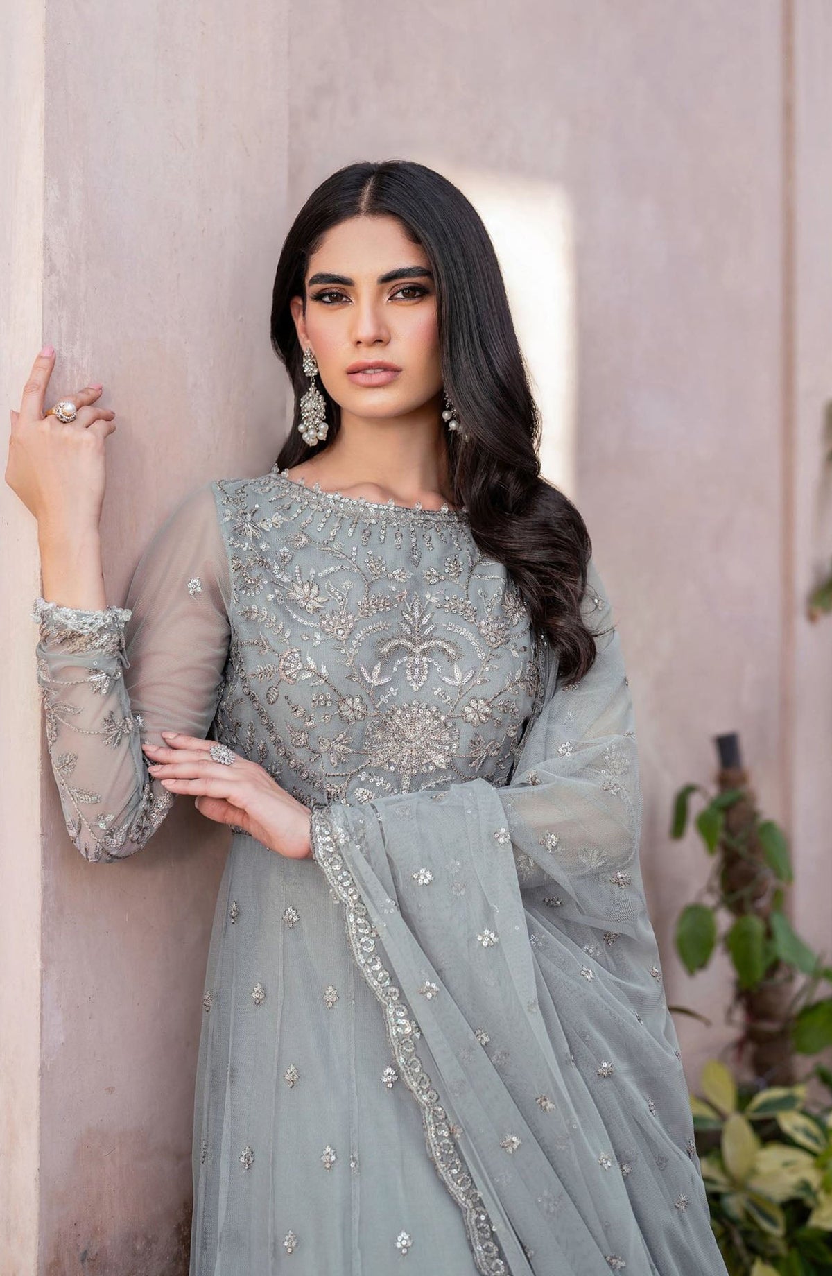 Sahiba by Zarif Luxury Embroidered Net Unstitched 3 Piece Suit - ZRF25SHB - UNST-SBA-04 YASMIN - Blue - Festive Collection