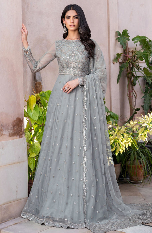 Sahiba by Zarif Luxury Embroidered Net Unstitched 3 Piece Suit - ZRF25SHB - UNST-SBA-04 YASMIN - Blue - Festive Collection