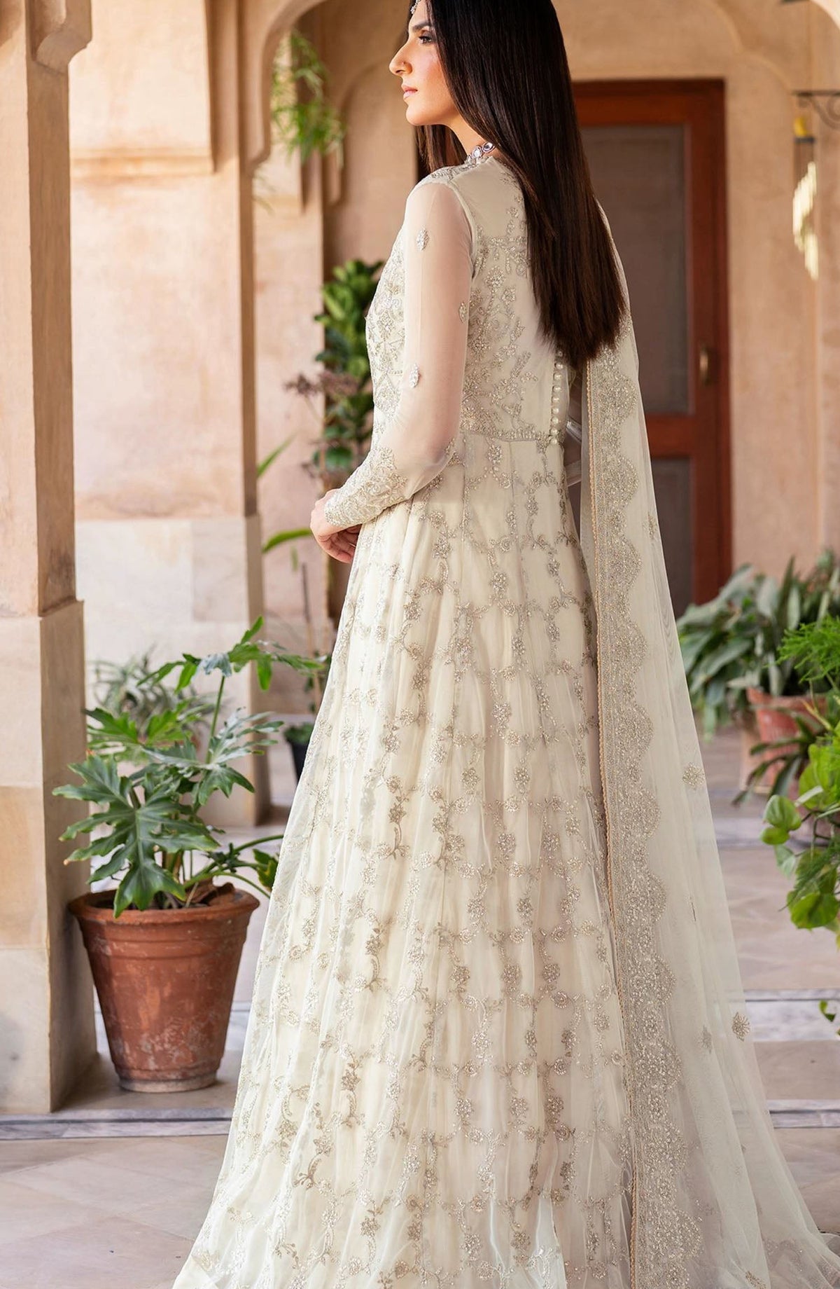 Sahiba by Zarif Luxury Embroidered Net Unstitched 3 Piece Suit - ZRF25SHB - UNST-SBA-02 MIRAN - White - Festive Collection