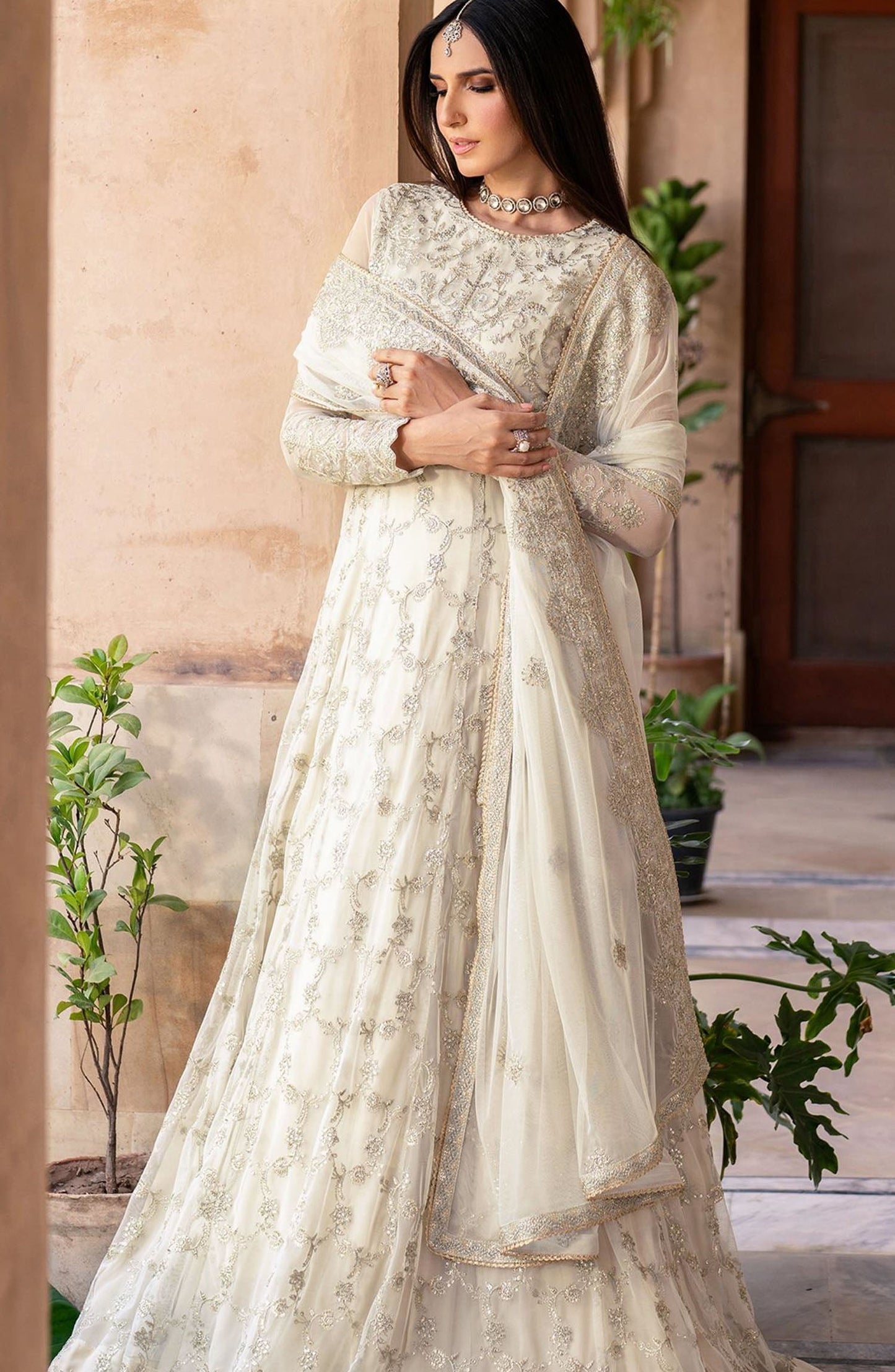 Sahiba by Zarif Luxury Embroidered Net Unstitched 3 Piece Suit - ZRF25SHB - UNST-SBA-02 MIRAN - White - Festive Collection